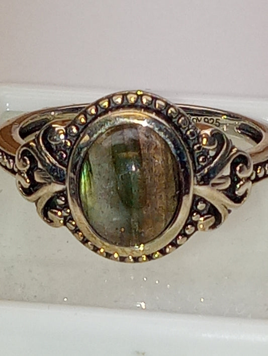 ring labradorite Malagacy in sterling silver, size 10, 3.25ctw