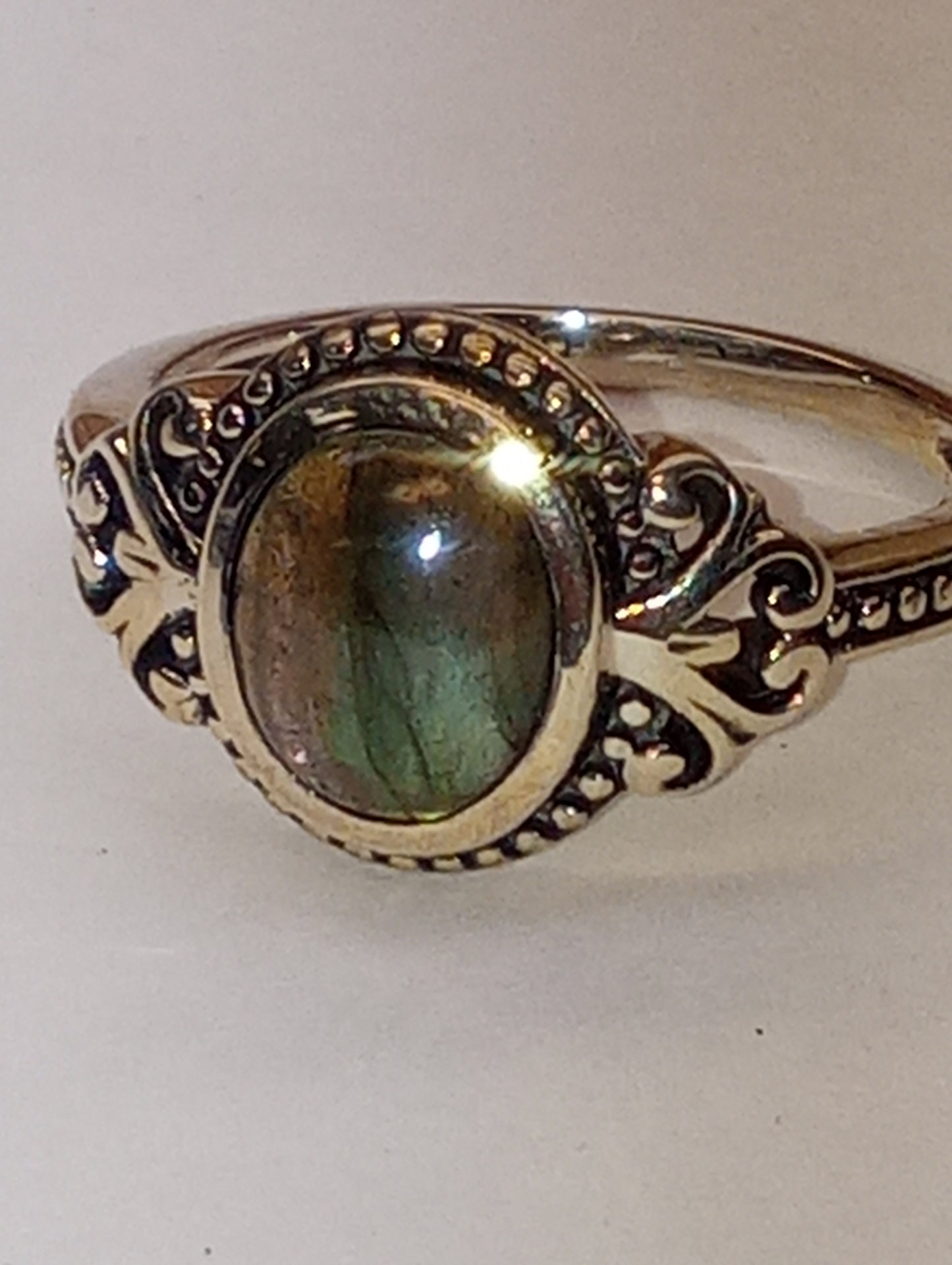 ring labradorite Malagacy in sterling silver, size 10, 3.25ctw