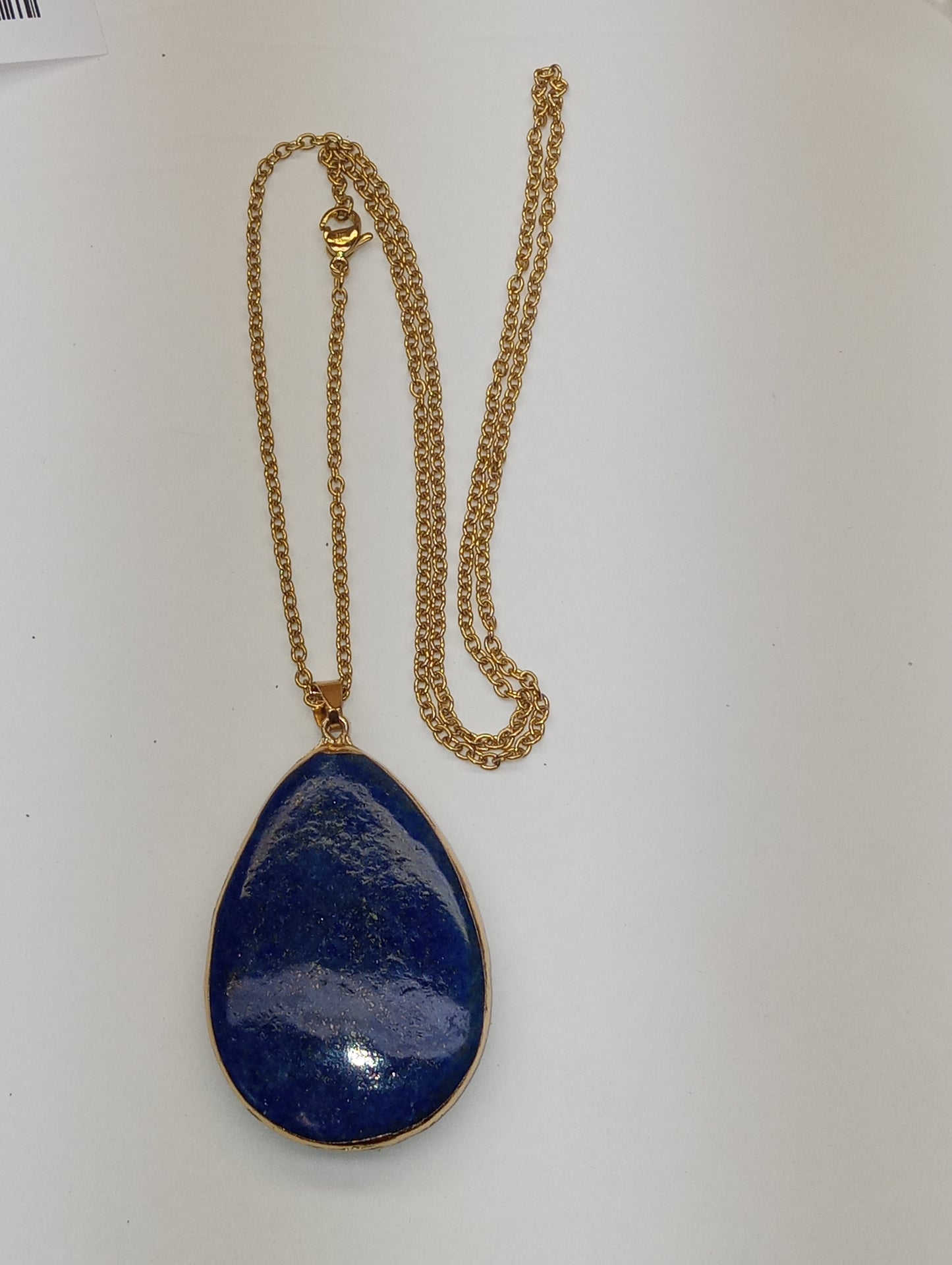 necklace pendant lapis lazuli, in ion plated yellow gold over stainless steel,100ctw, 24inches