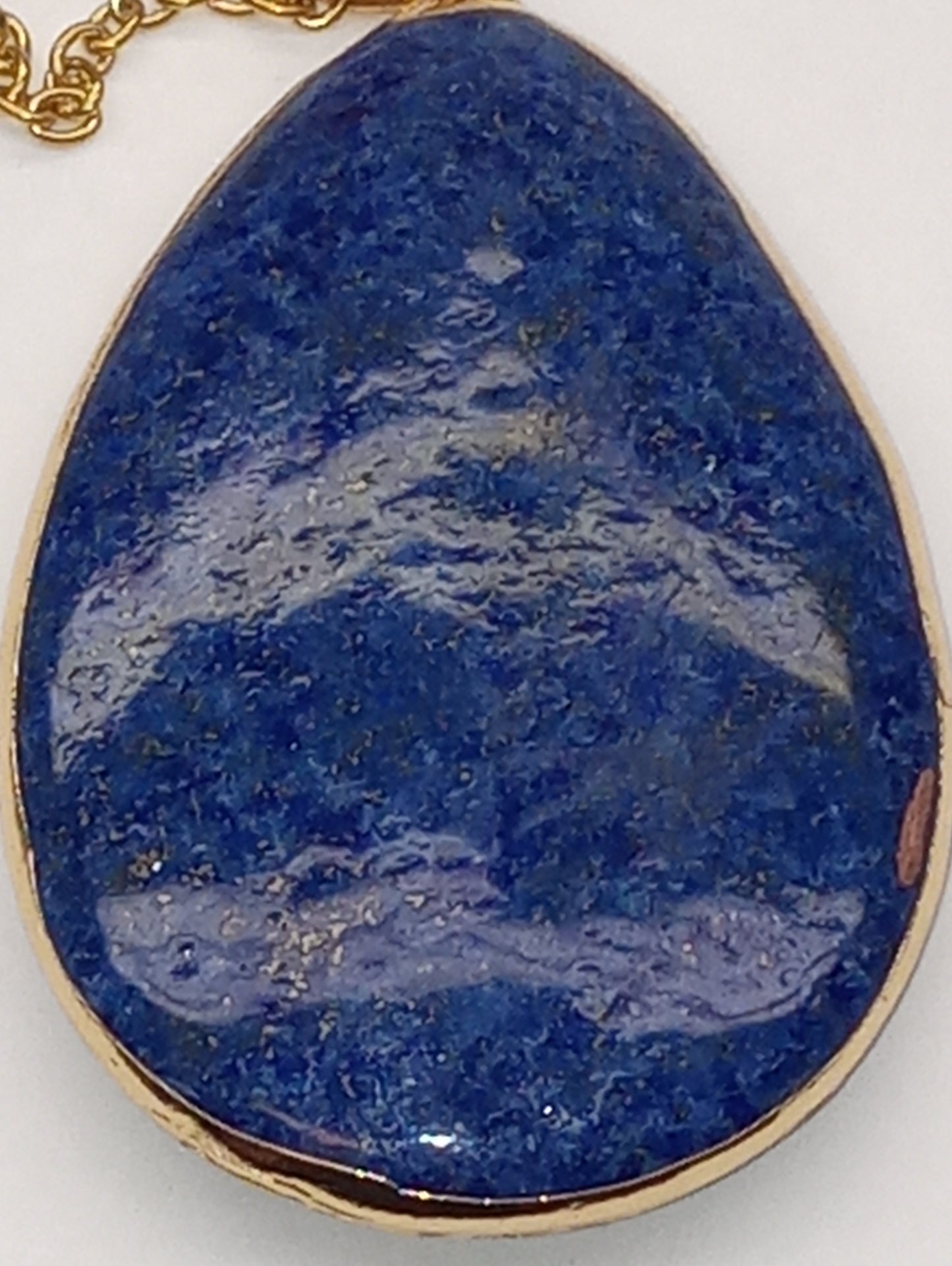 necklace pendant lapis lazuli, in ion plated yellow gold over stainless steel,100ctw, 24inches