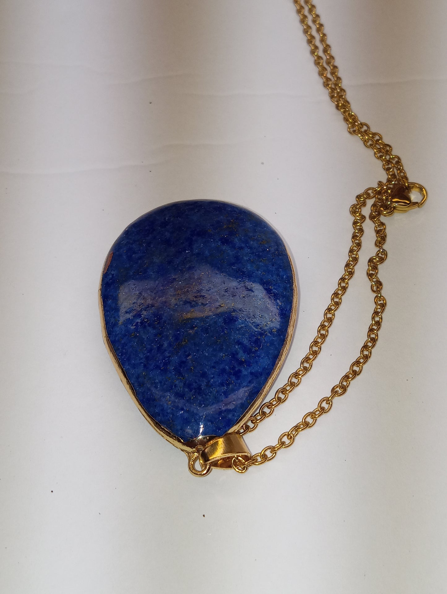 necklace pendant lapis lazuli, in ion plated yellow gold over stainless steel,100ctw, 24inches