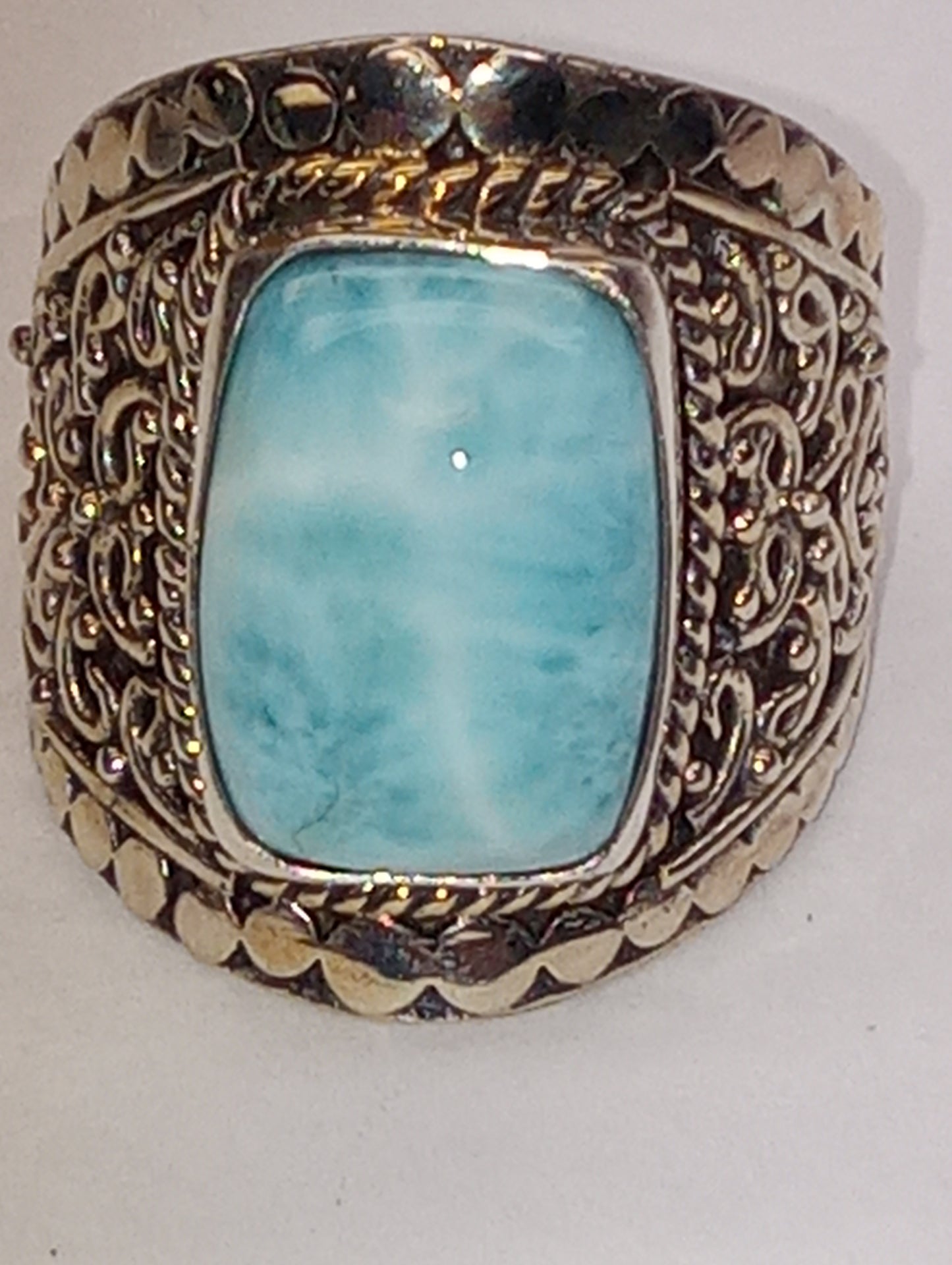 ring Bali Legacy Larimar in sterling silver, size7, 7.50g, 8.25ctw