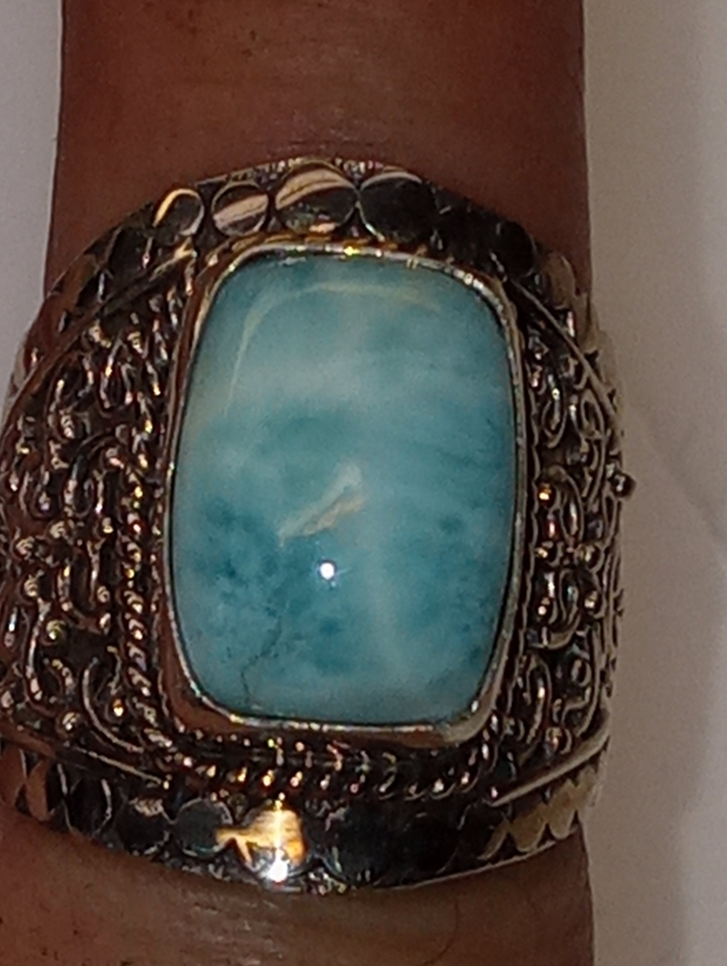 ring Bali Legacy Larimar in sterling silver, size7, 7.50g, 8.25ctw