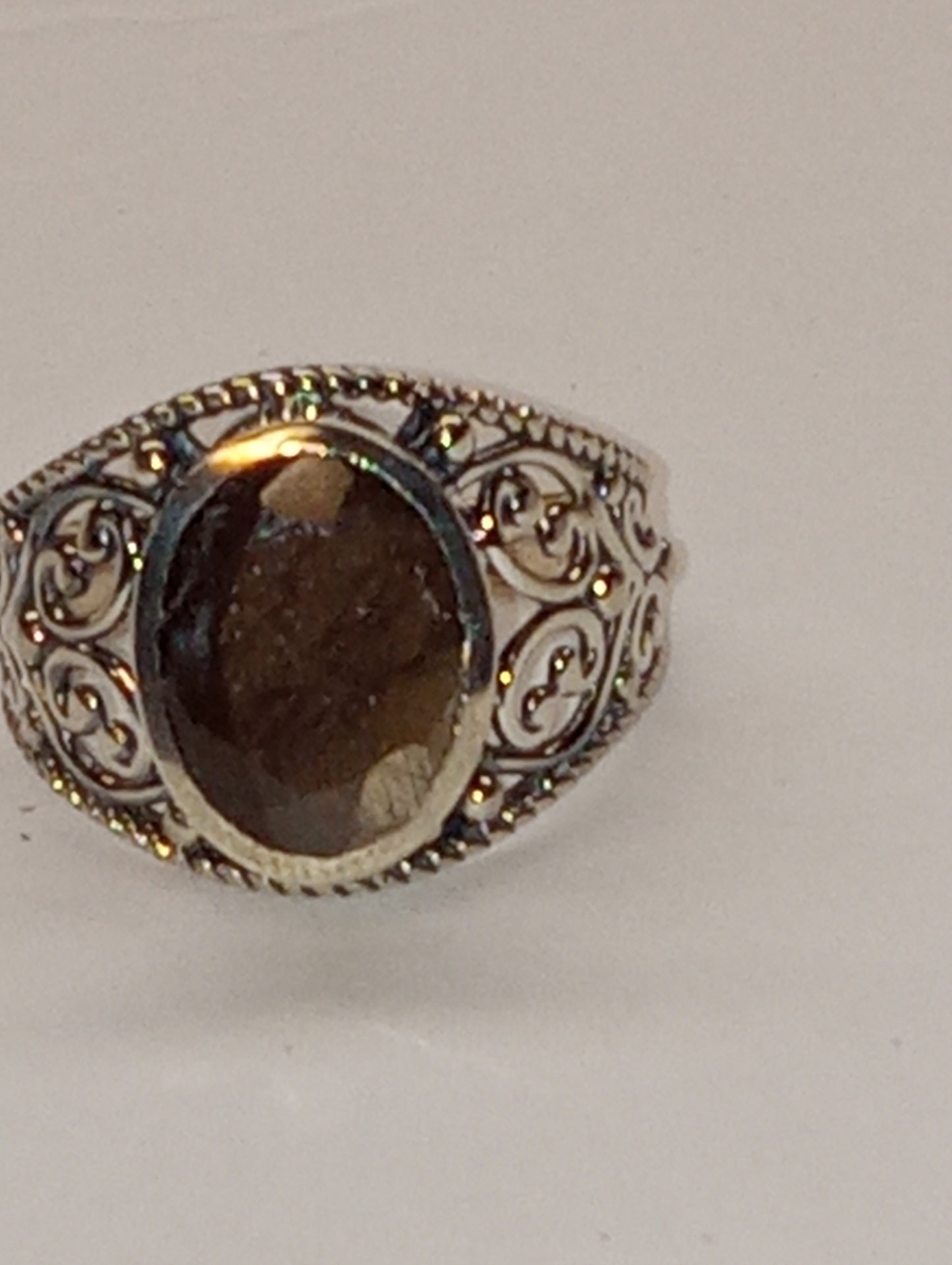 ring sapphire chocolate natural in sterling silver, size8, 8.00ctw