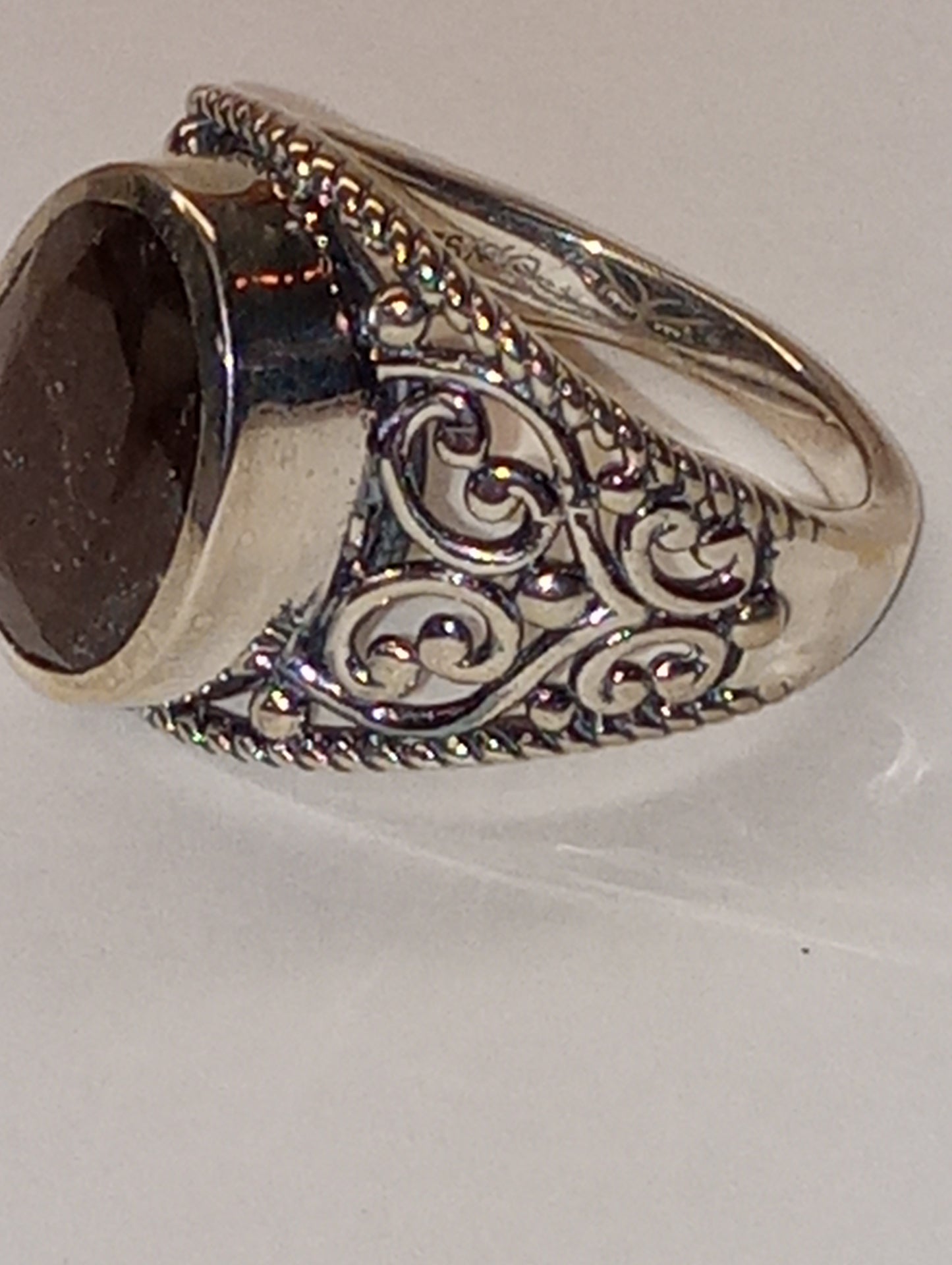 ring sapphire chocolate natural in sterling silver, size8, 8.00ctw