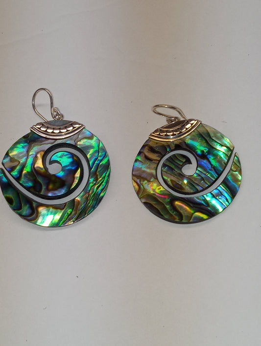 earrings abalone shell in sterling silver(large)