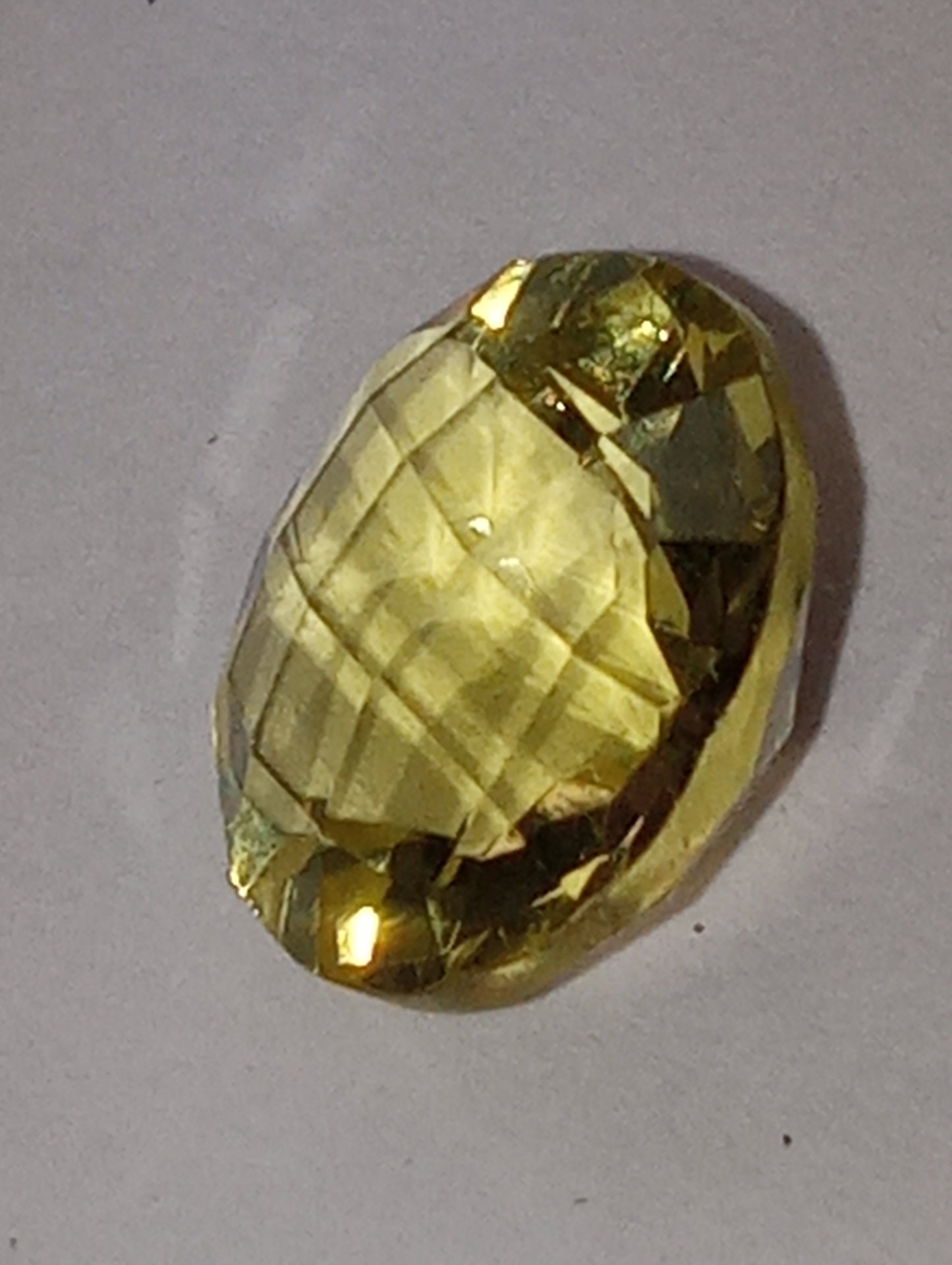 quartz gemstone green gold Brazilian, 11mm round checkerboard cut, 4.21ct