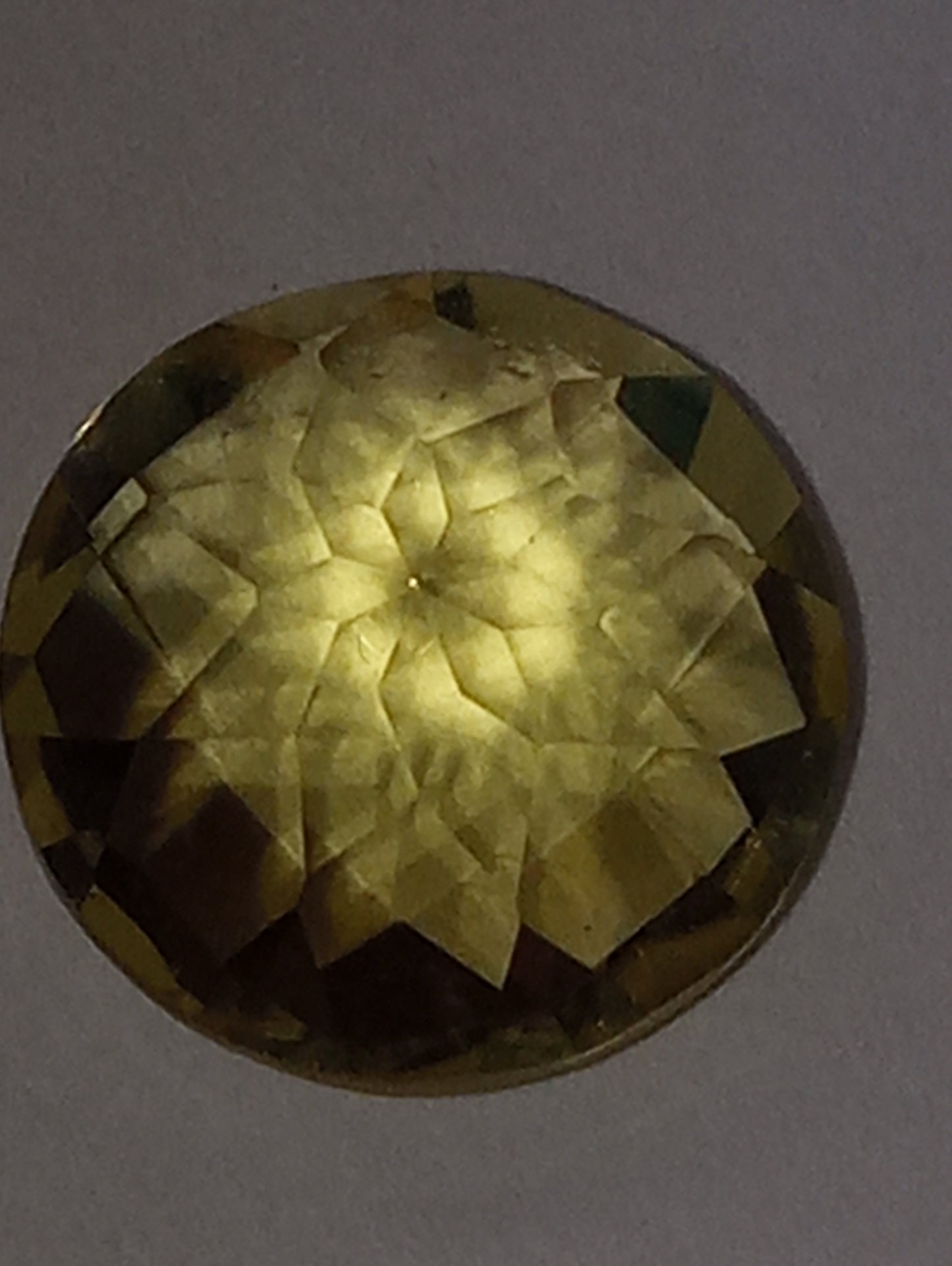 quartz gemstone green gold Brazilian, 11mm round checkerboard cut, 4.21ct