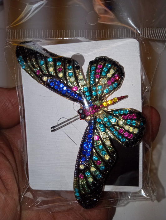 brooches multi-gemstone, simulated pearl, enameled dog and butterfly in dualtone multi resin crystal