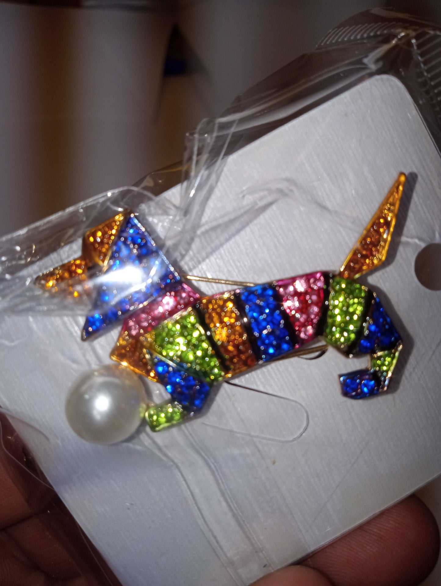 brooches multi-gemstone, simulated pearl, enameled dog and butterfly in dualtone multi resin crystal