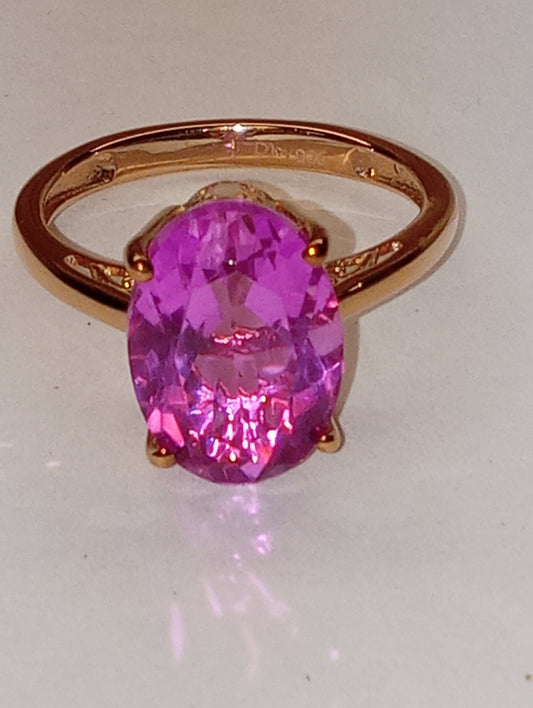ring quartz pink in vermeil rose gold over sterling silver, size 9, 6.15ctw