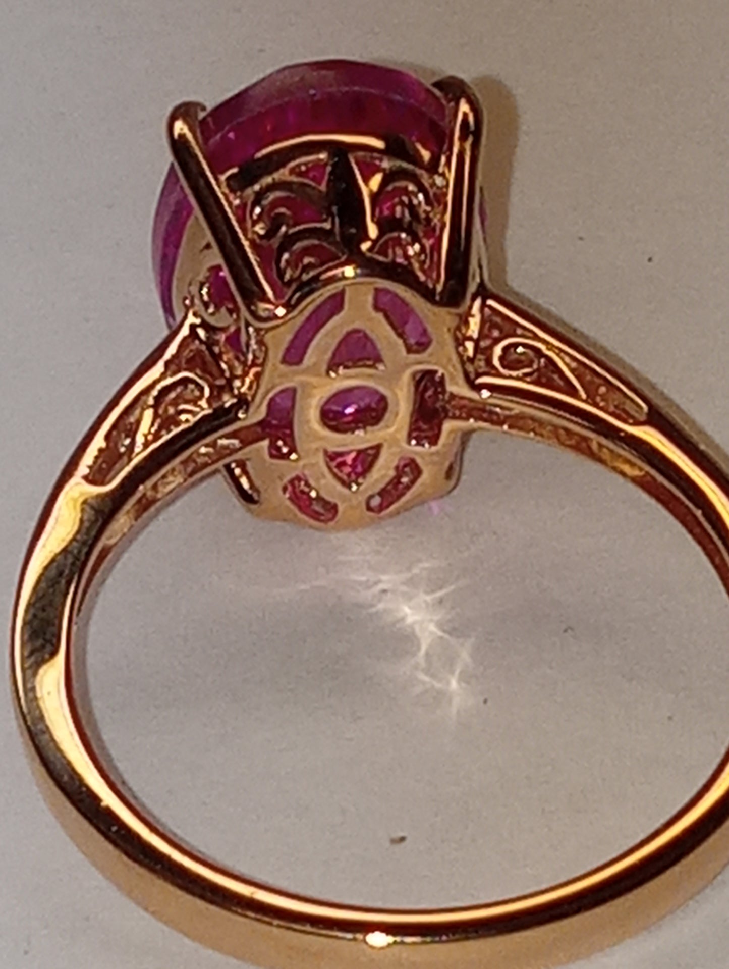 ring quartz pink in vermeil rose gold over sterling silver, size 9, 6.15ctw