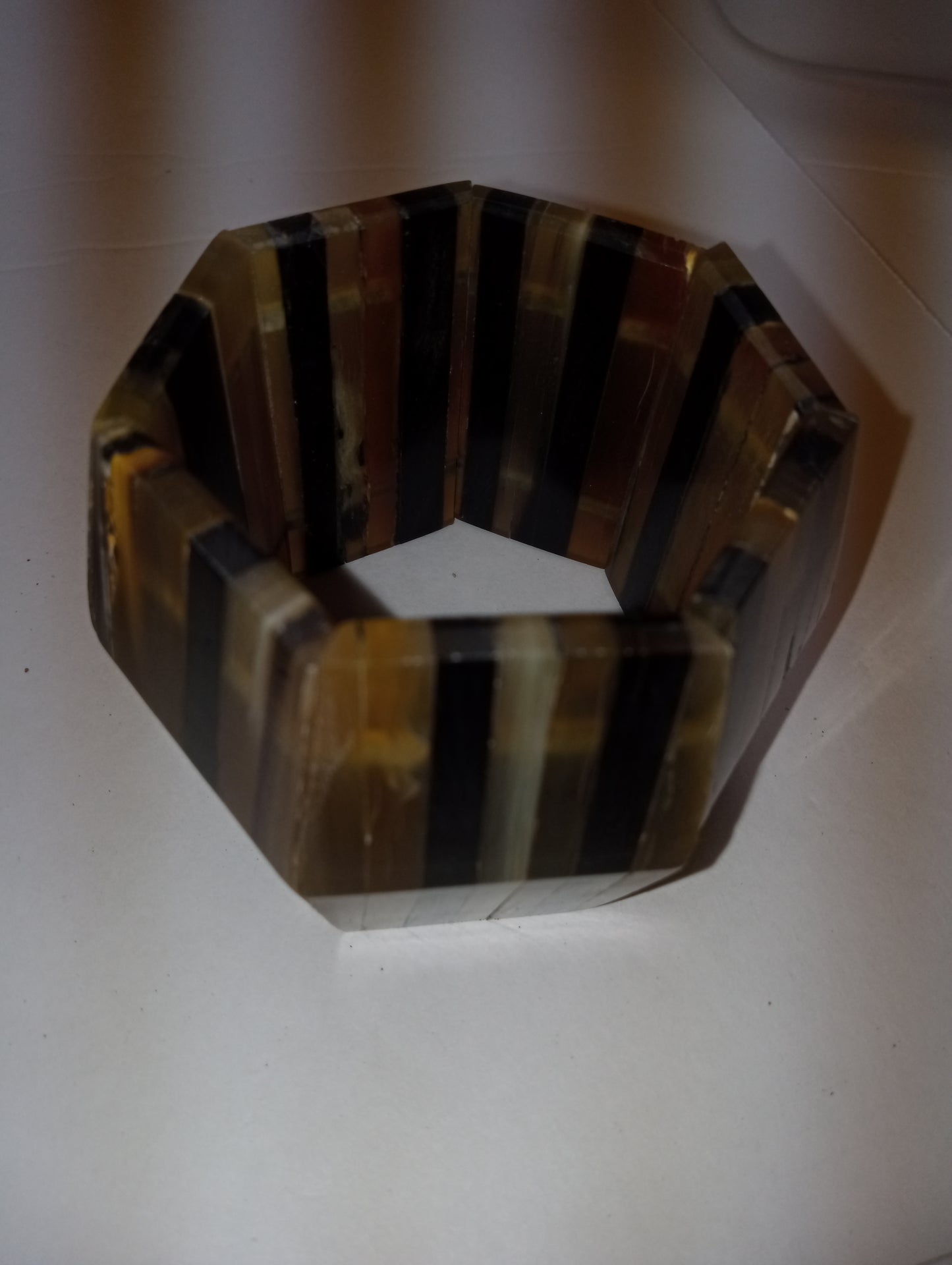 bracelet buffalo horn, pentagon shape stretch