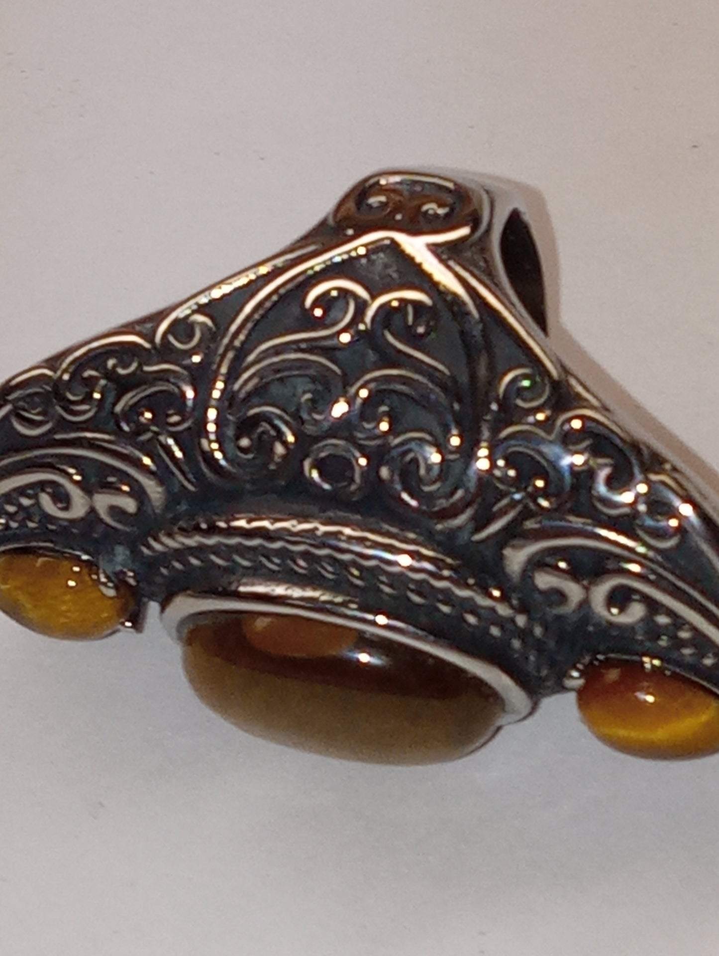 ring tiger's eye South African yellow, in black oxidized stainless steel size 6, 11.50ctw