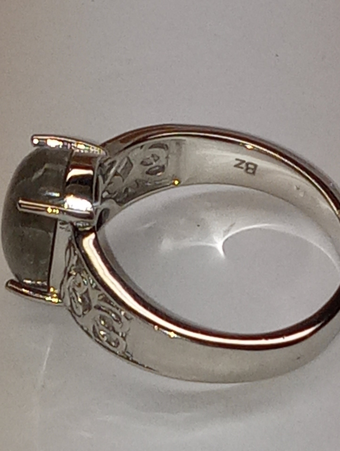 ring labradorite fire in platinum over bronze, size8,3.35ctw
