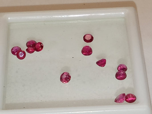 ruby gemstones 2.5mm-3.25mm rounds, 13 stones, 1.44ctw