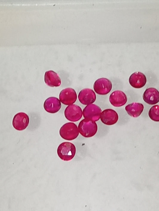 ruby gemstones Burma, 2mm rounds, .88ctw, 16 stones