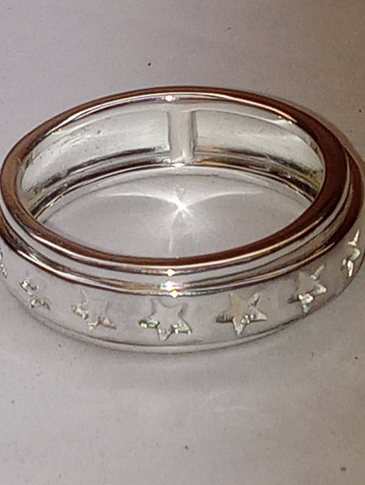 ring sterling silver spinner band , stars, size 7, 6.2g