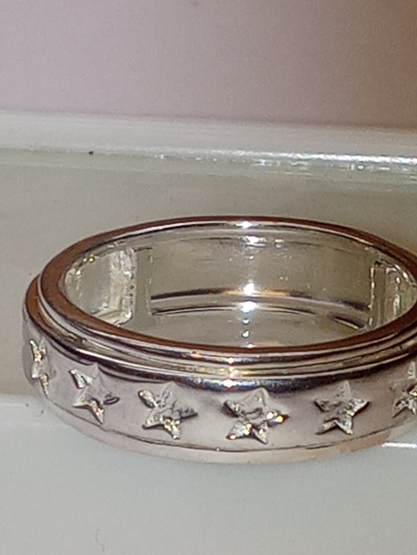 ring sterling silver spinner band , stars, size 7, 6.2g