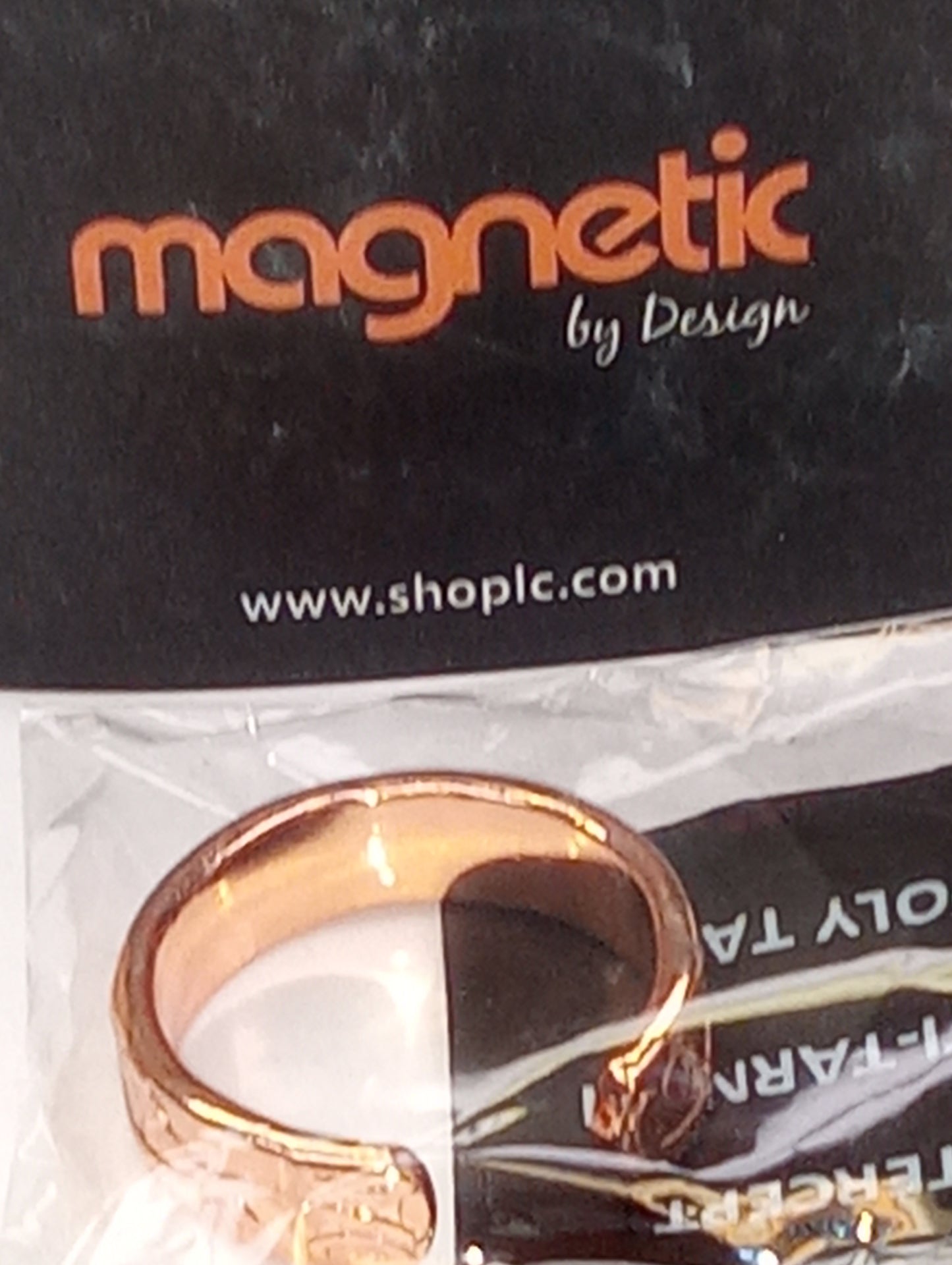 ring Magnetic By Design, floral vine pattern open shank in rose tone, size6-8