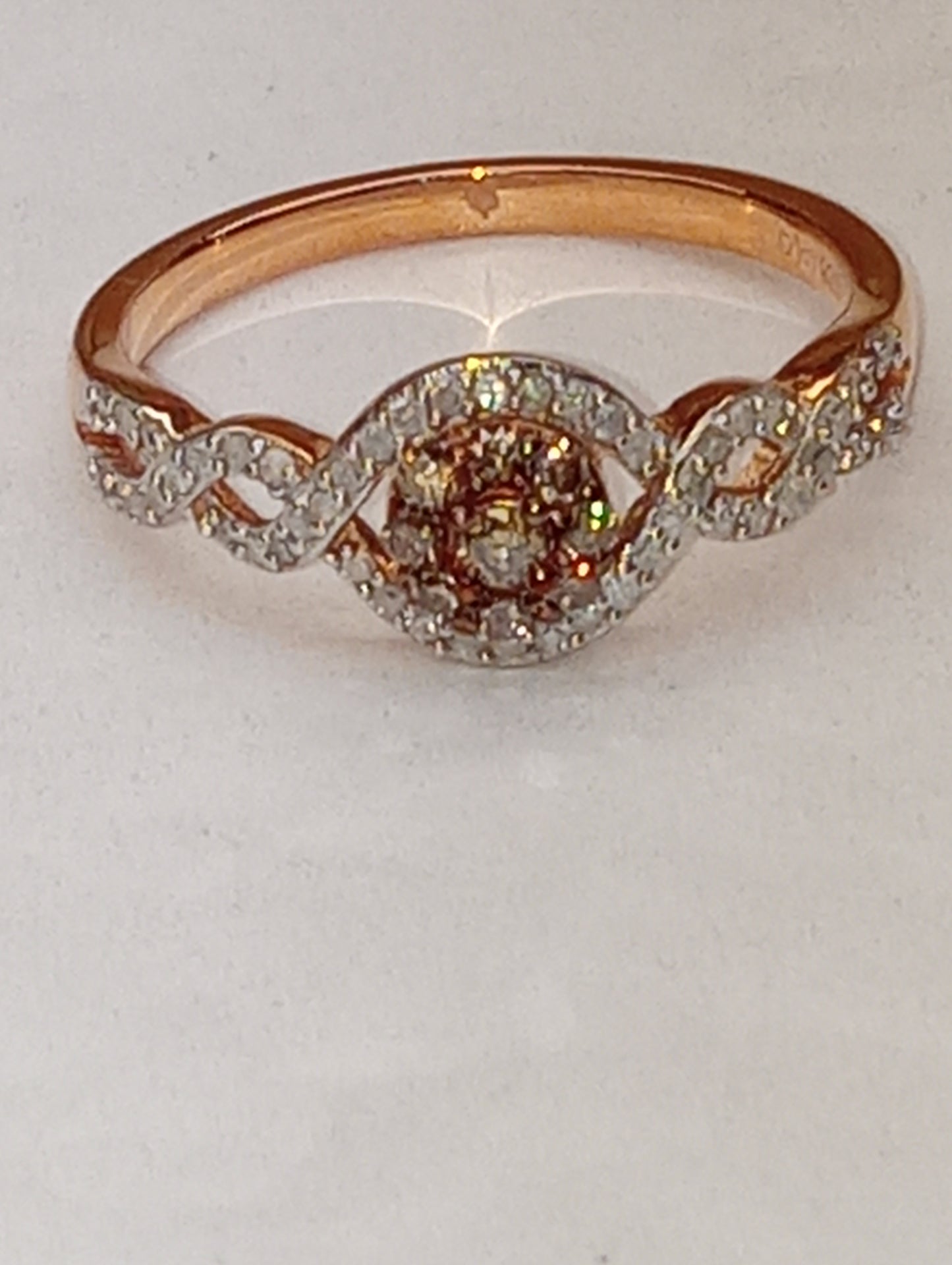 ring diamond champagne and white diamond in vermeil rose gold over sterling silver, size 10, .50ctw