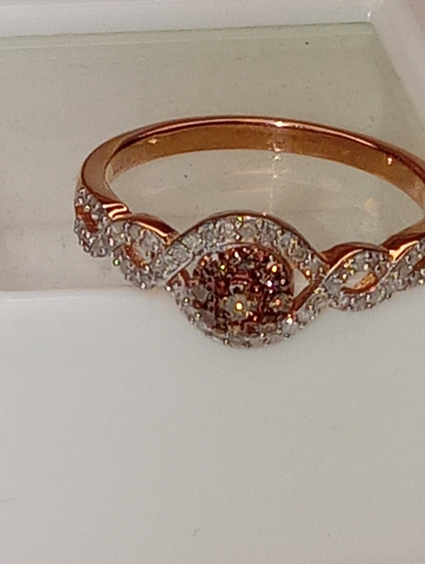 ring diamond champagne and white diamond in vermeil rose gold over sterling silver, size 10, .50ctw