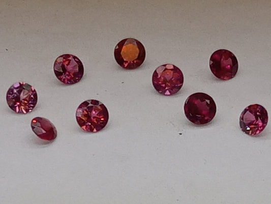garnet gemstones rhodolite,4.5mmx5mm round cut, 5.14ctw, 9 stones