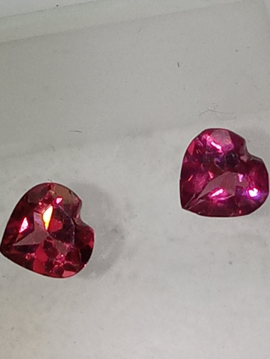 garnet gemstones rhodolite,5mmx5mm heart shapes, 1.01ctw, 2 stones