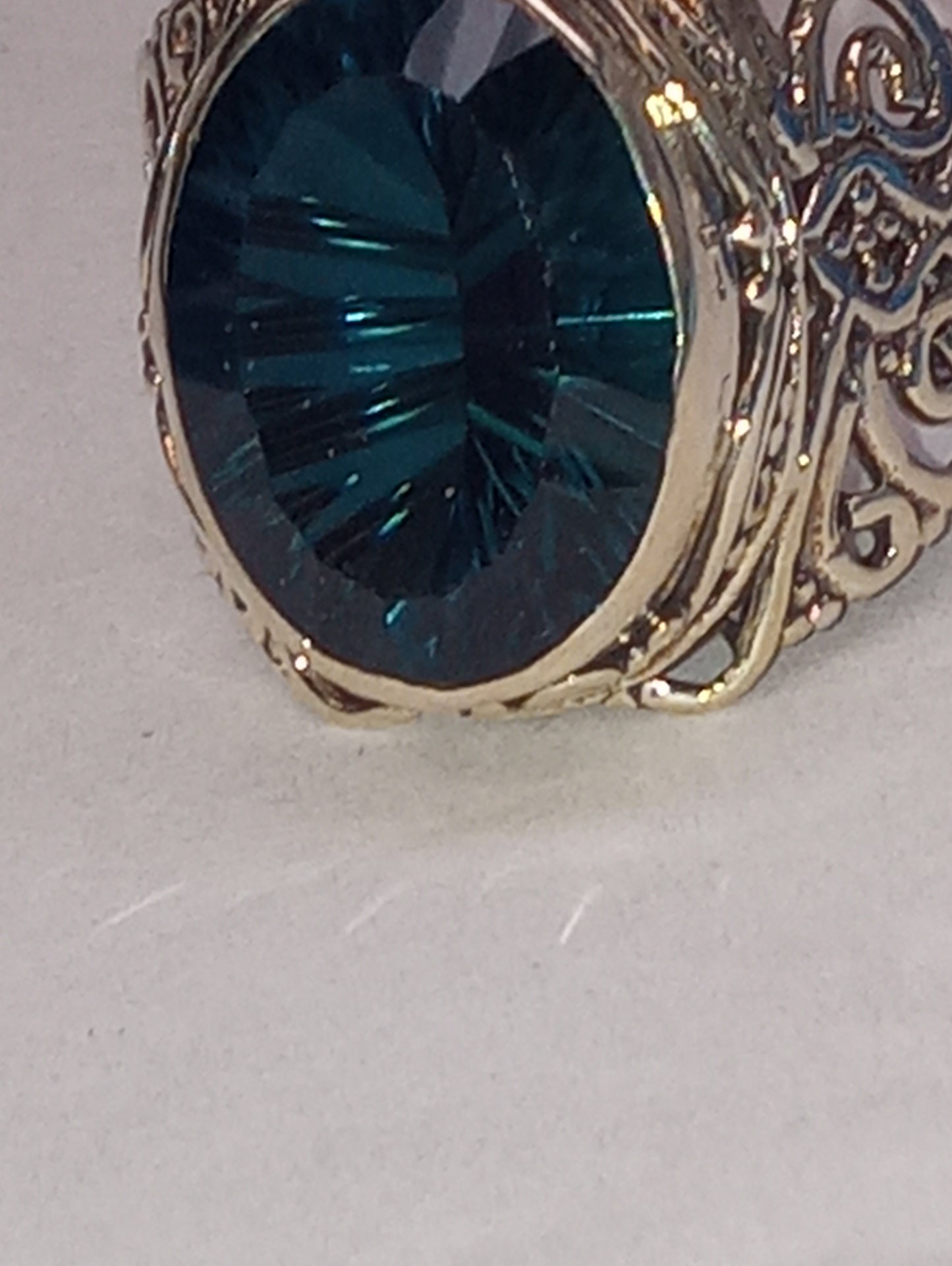 ring, Bali Legacy, Capri blue quartz, in sterling silver,  size 9, 5.30ctw