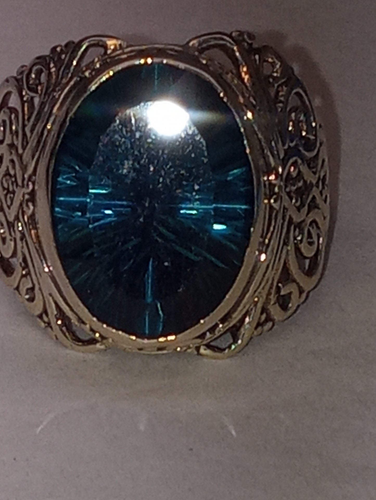 ring, Bali Legacy, Capri blue quartz, in sterling silver,  size 9, 5.30ctw