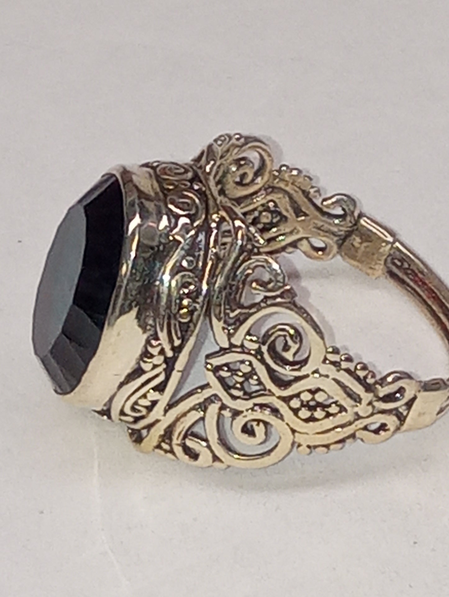 ring, Bali Legacy, Capri blue quartz, in sterling silver,  size 9, 5.30ctw