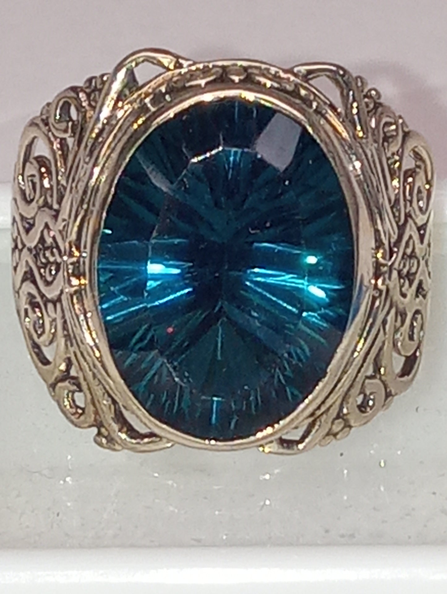 ring, Bali Legacy, Capri blue quartz, in sterling silver,  size 9, 5.30ctw