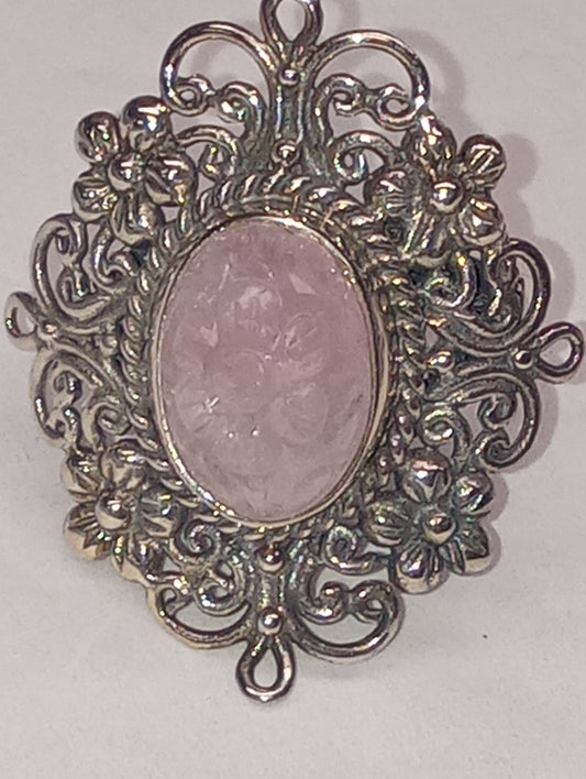 ring Bali Legacy, Marropino morganite carved, in sterling silver size 11,  8g