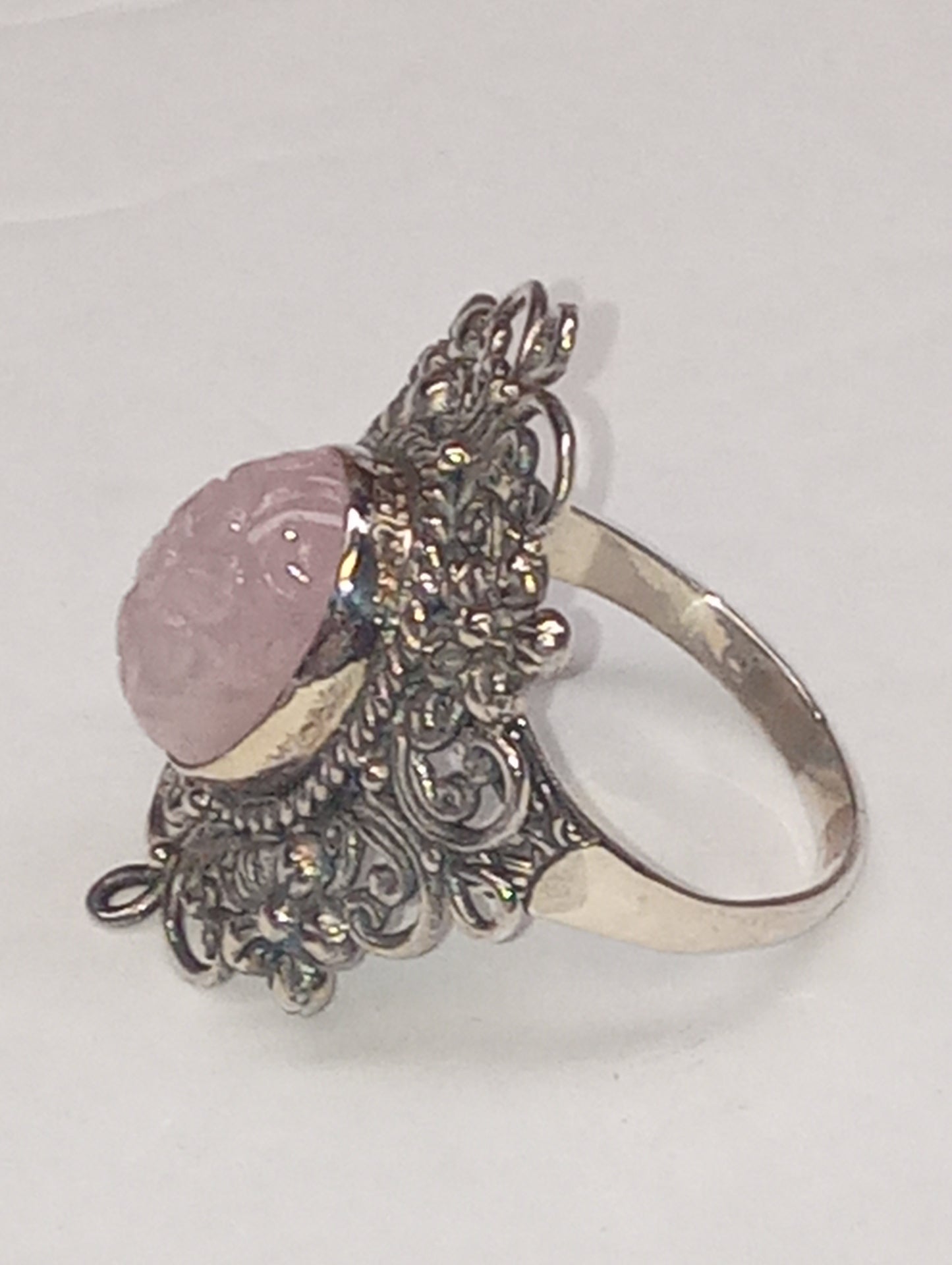 ring Bali Legacy, Marropino morganite carved, in sterling silver size 11,  8g