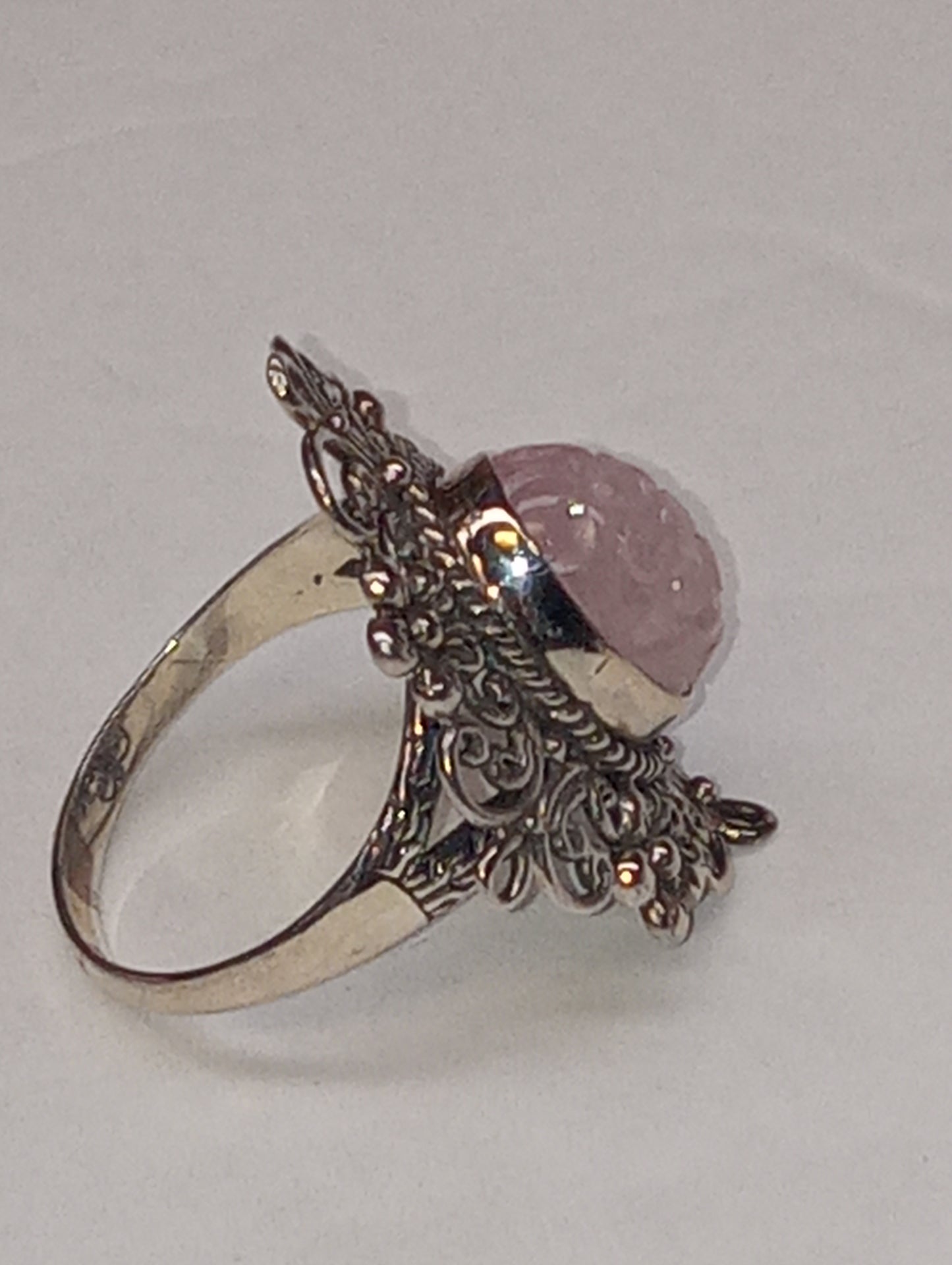 ring Bali Legacy, Marropino morganite carved, in sterling silver size 11,  8g