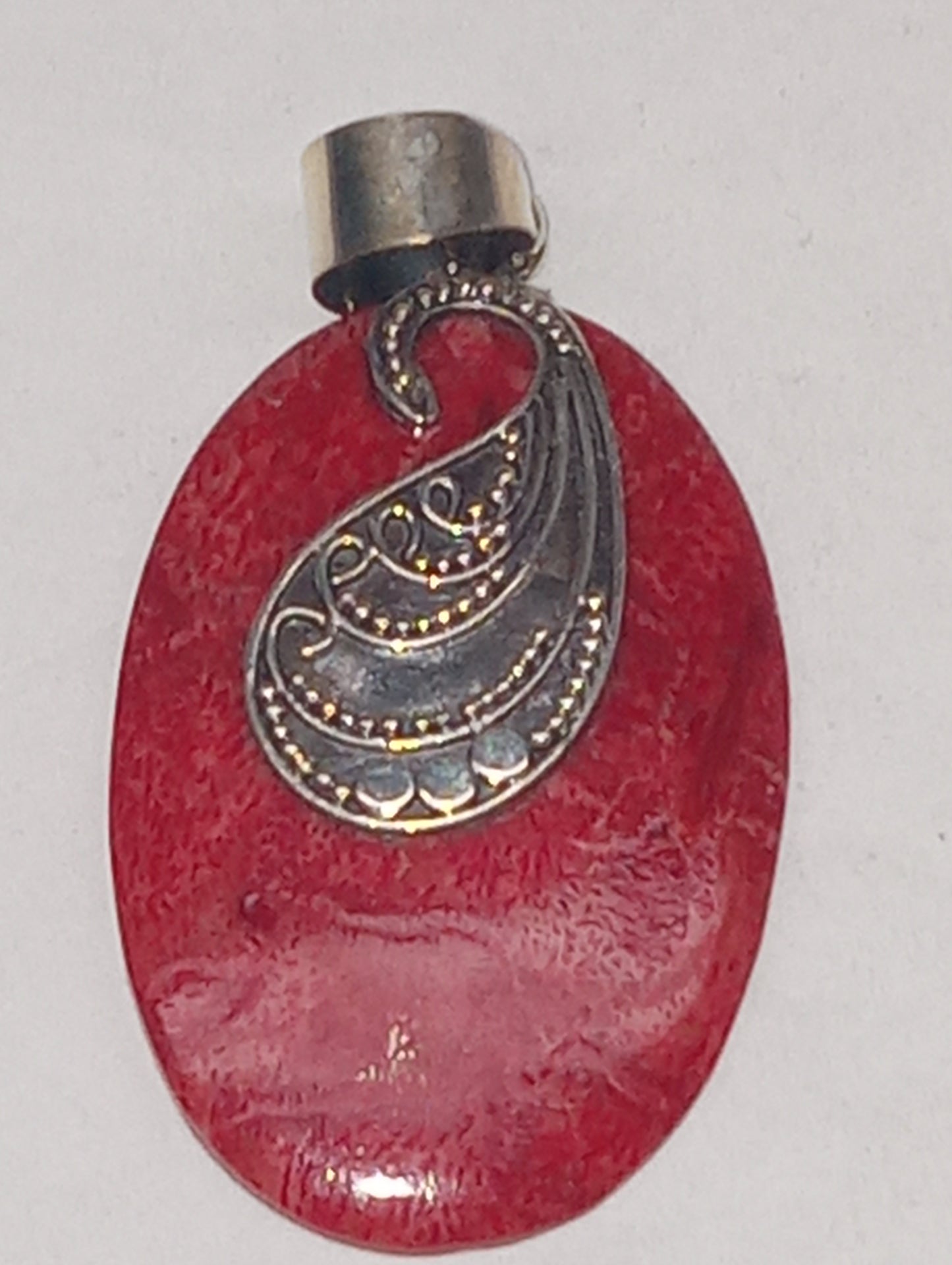 pendant coral oval in sterling silver