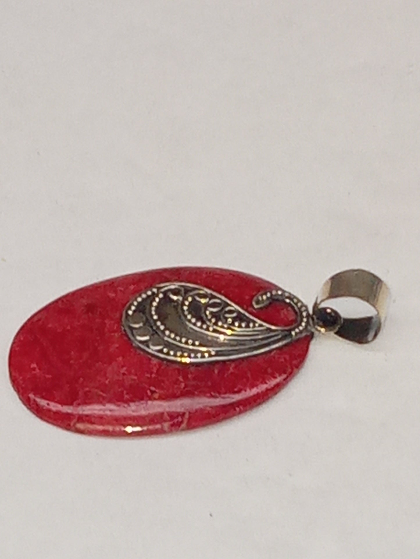 pendant coral oval in sterling silver