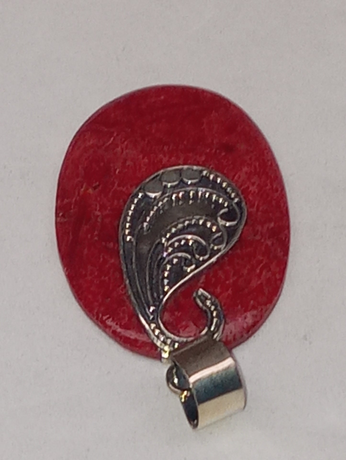 pendant coral oval in sterling silver