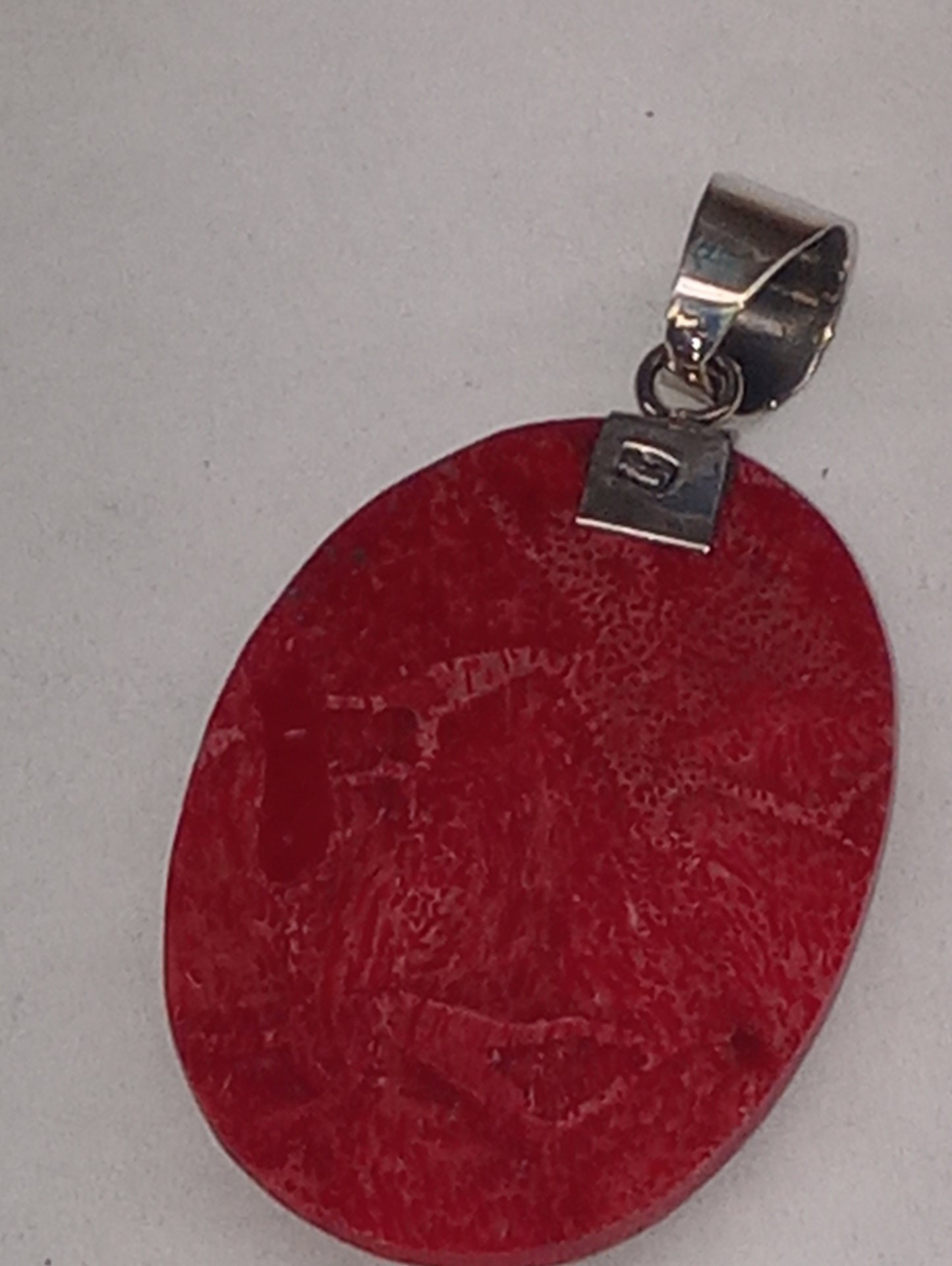 pendant coral oval in sterling silver