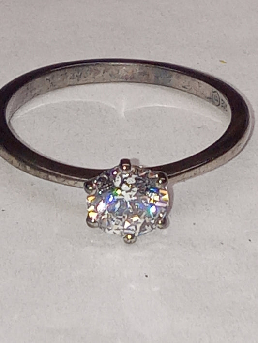 ring LUSTRO STELLA, 6.25mm round cubic zirconia, in platinum over sterling silver, size 8, 1.65