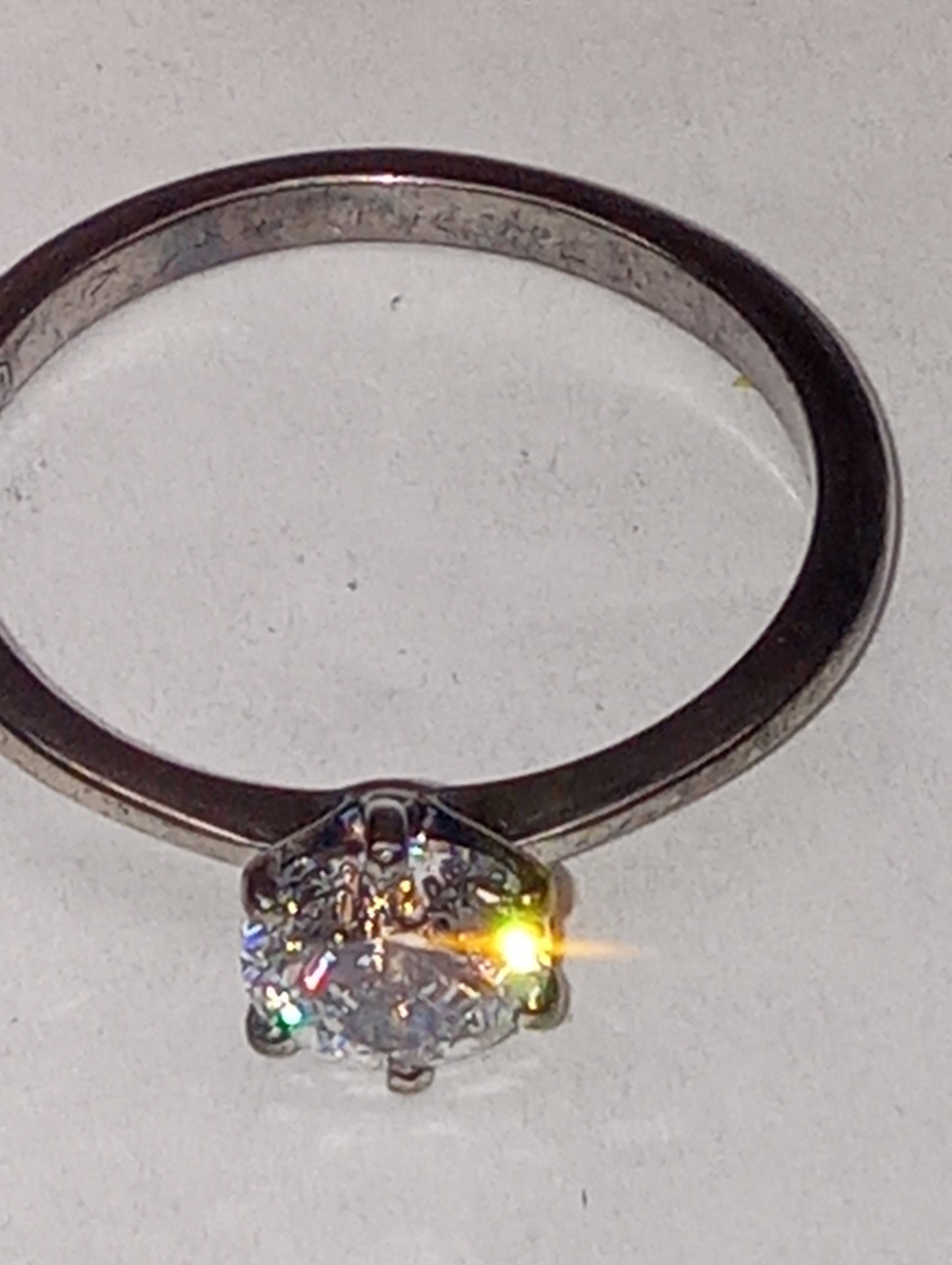 ring LUSTRO STELLA, 6.25mm round cubic zirconia, in platinum over sterling silver, size 8, 1.65