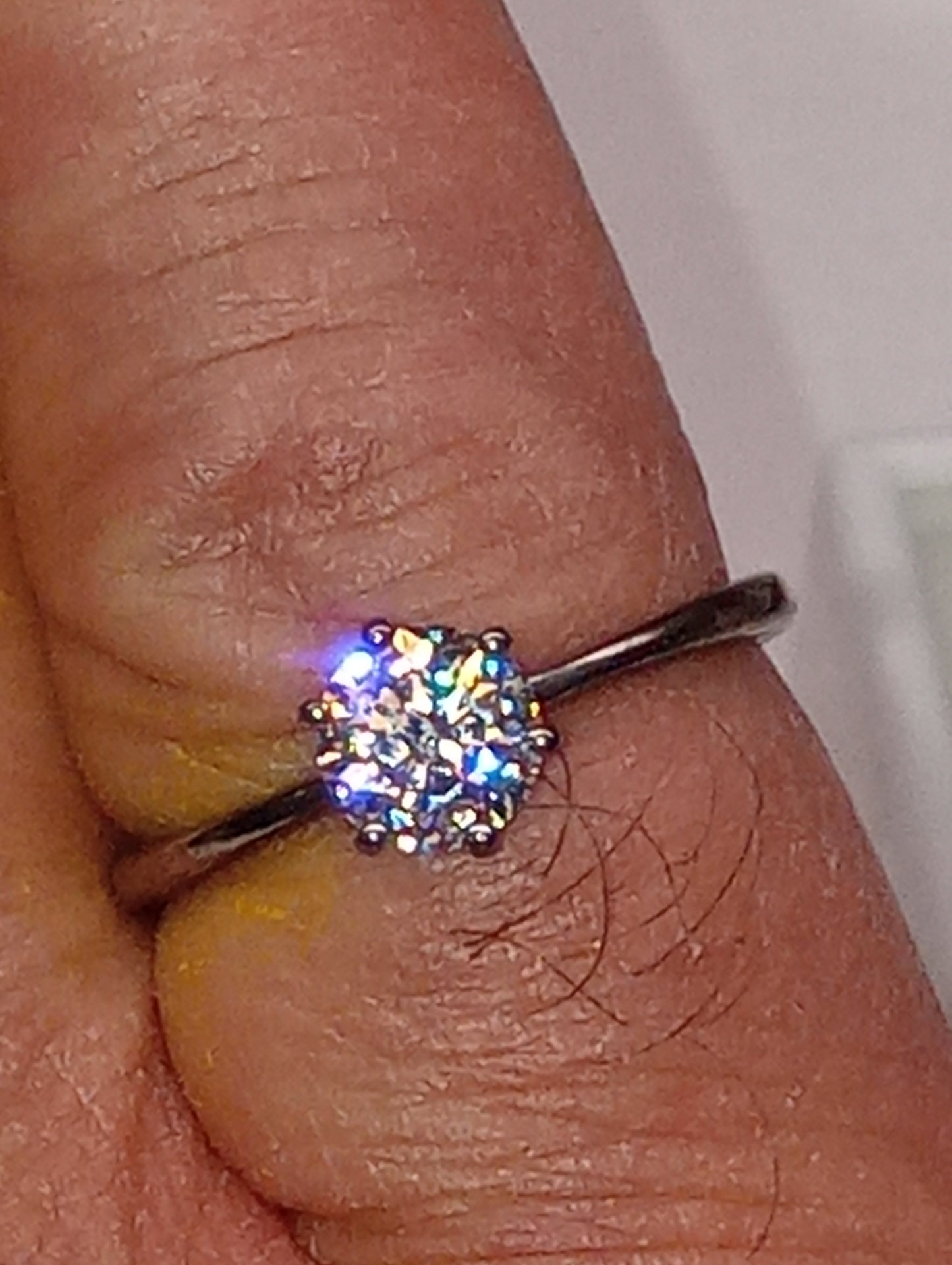 ring LUSTRO STELLA, 6.25mm round cubic zirconia, in platinum over sterling silver, size 8, 1.65