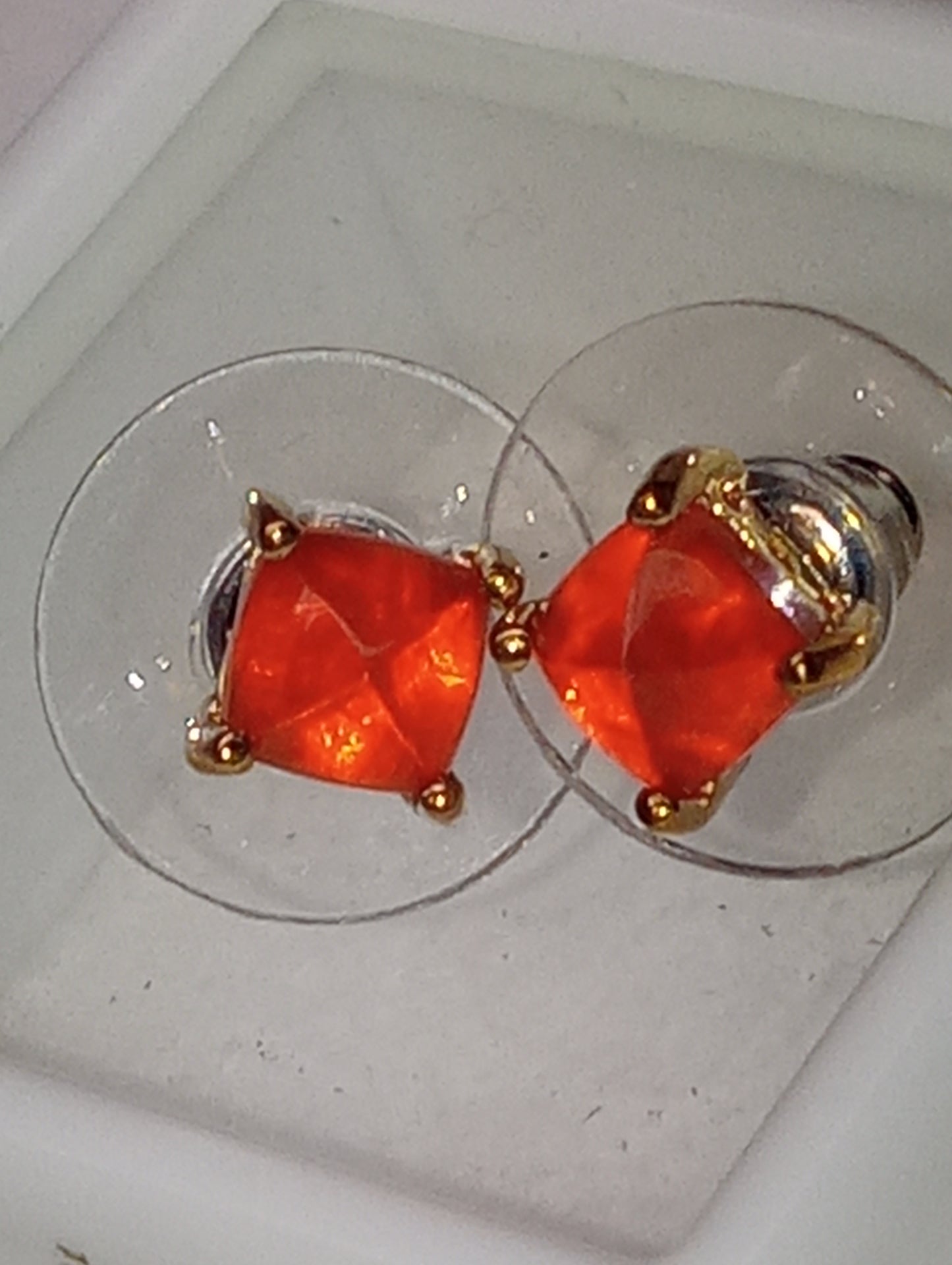 earrings opal crimson fire opal studs, in vermeil yellow gold over sterling silver, 1.25ctw
