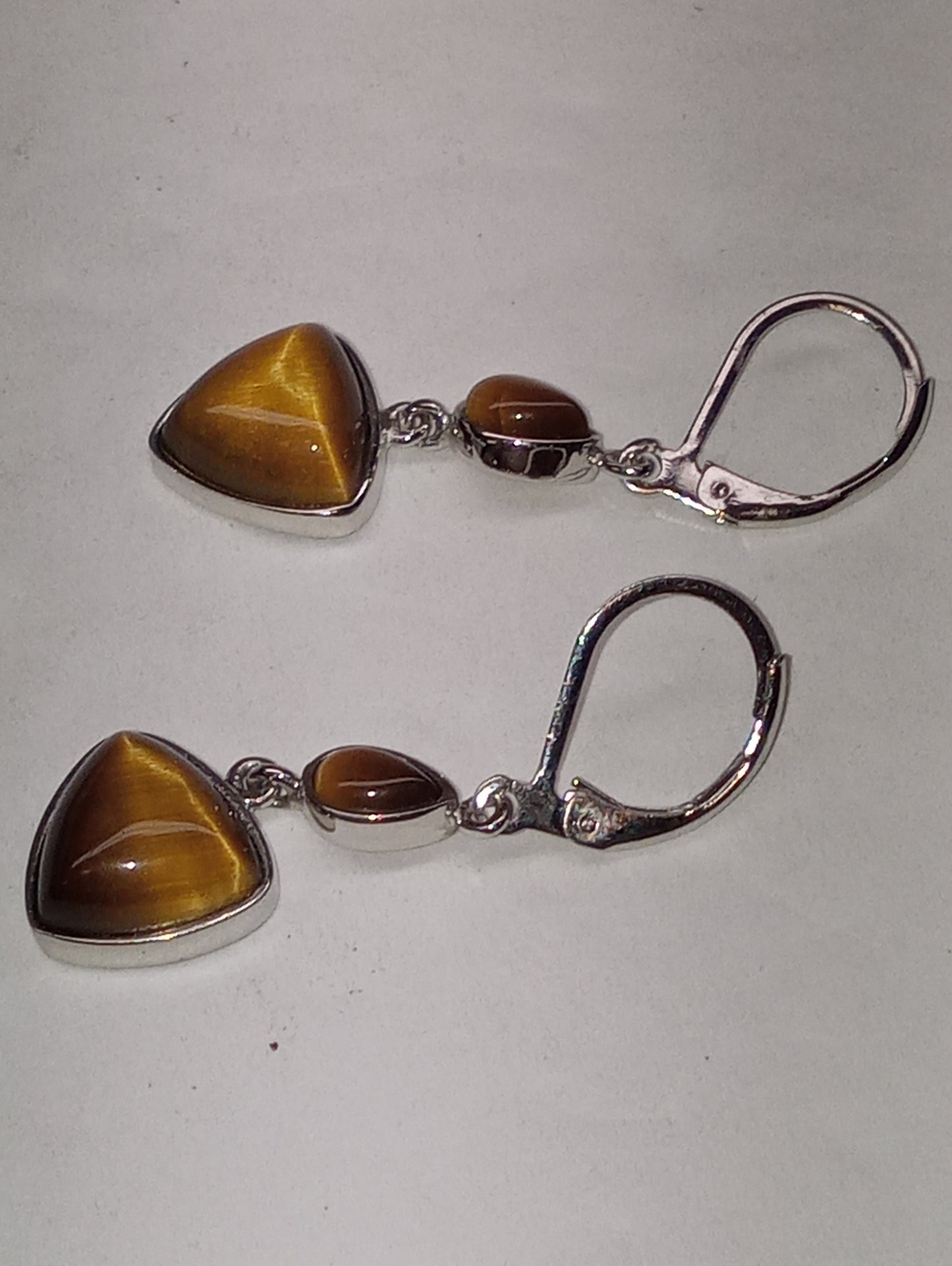 earrings tiger's eye South African, in platinum over copper, 8.50ctw
