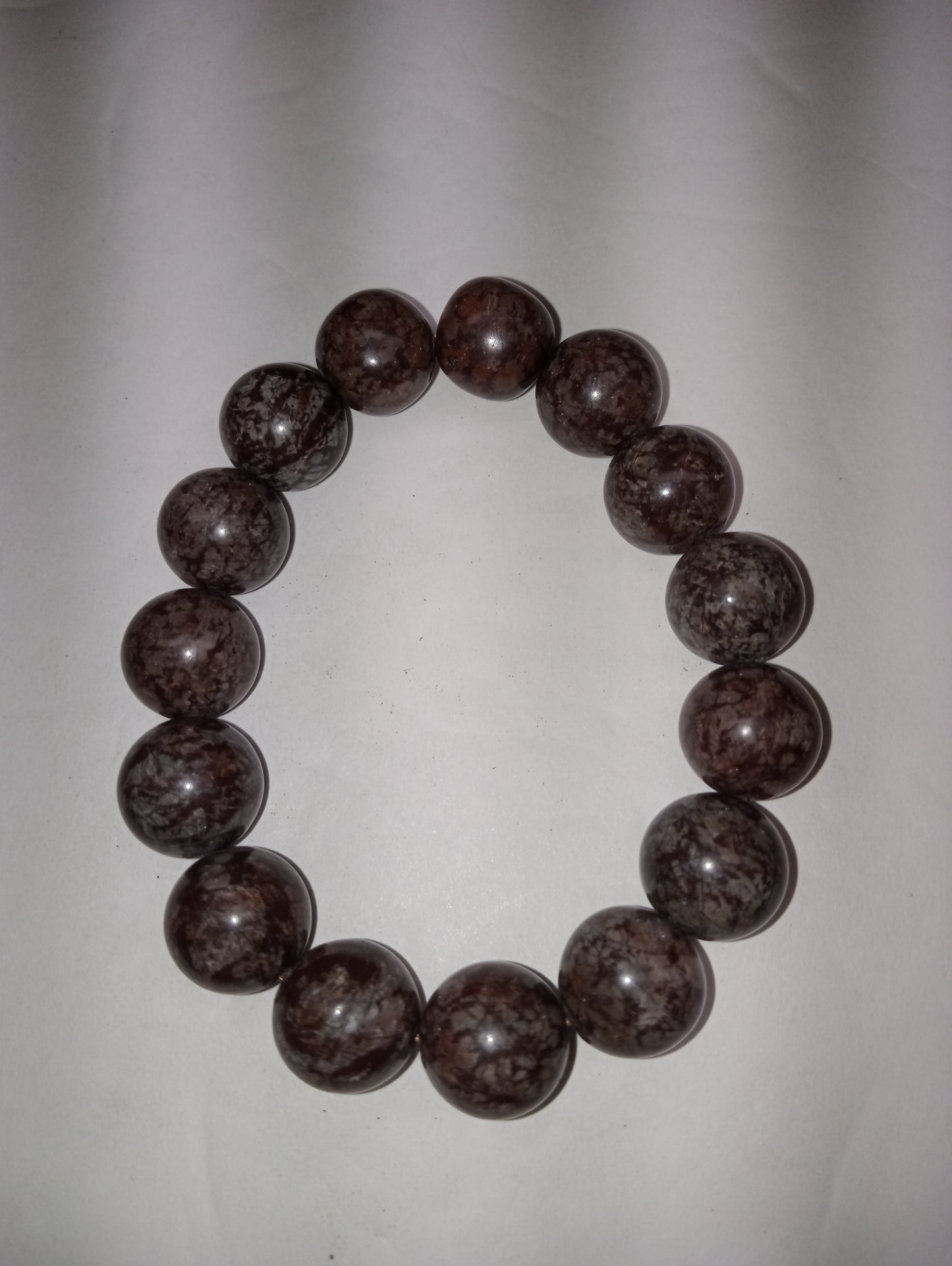 bracelet brown snowflake obsidian 12mm beaded, 150ctw