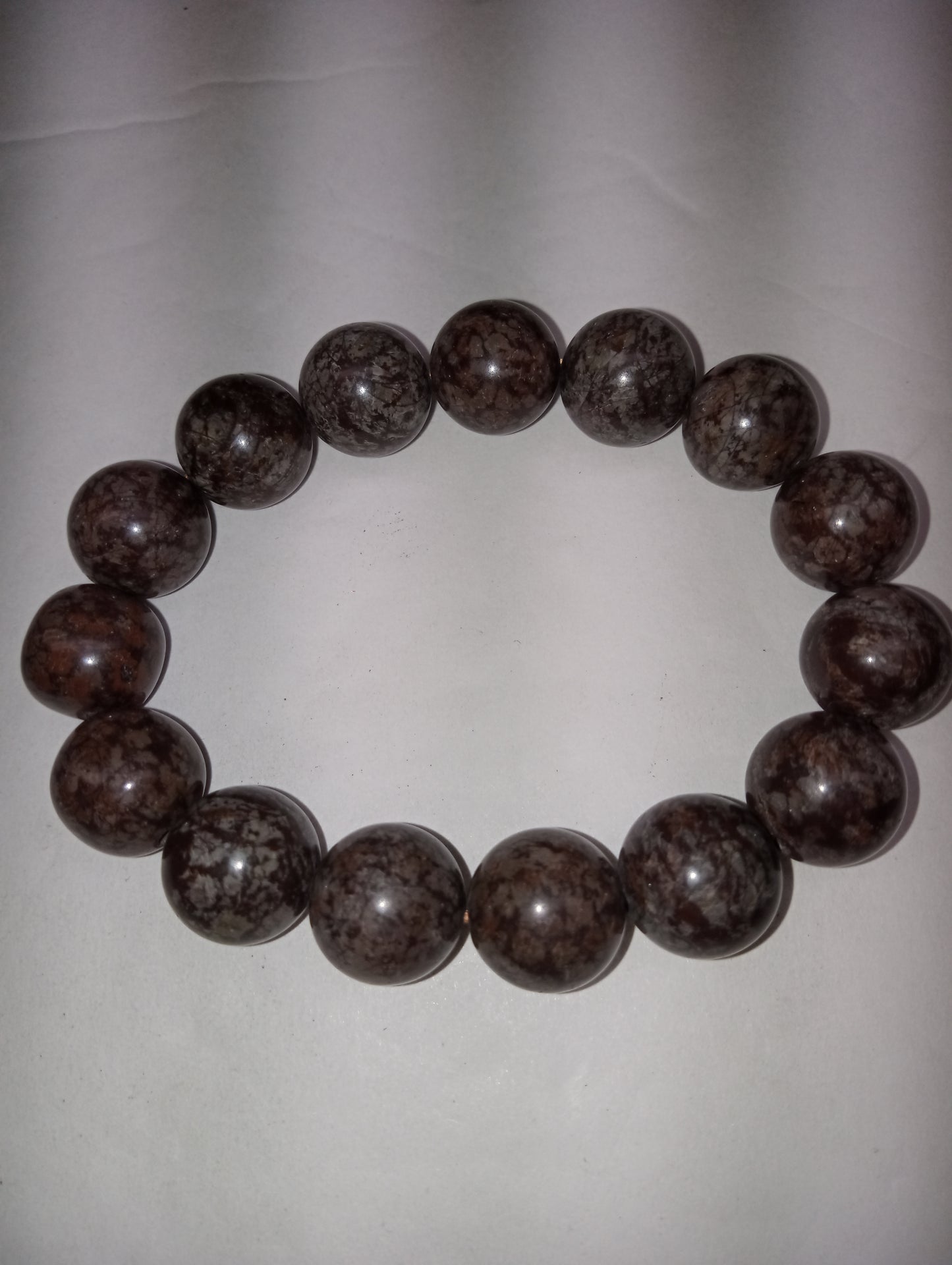 bracelet brown snowflake obsidian 12mm beaded, 150ctw