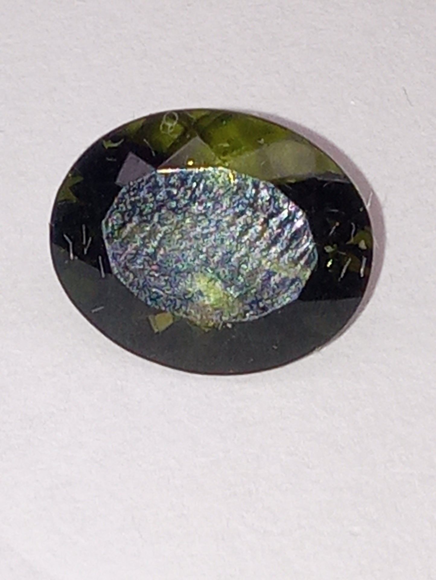 moldavite gemstone, 11mmx9mm oval cut, 3.00ct