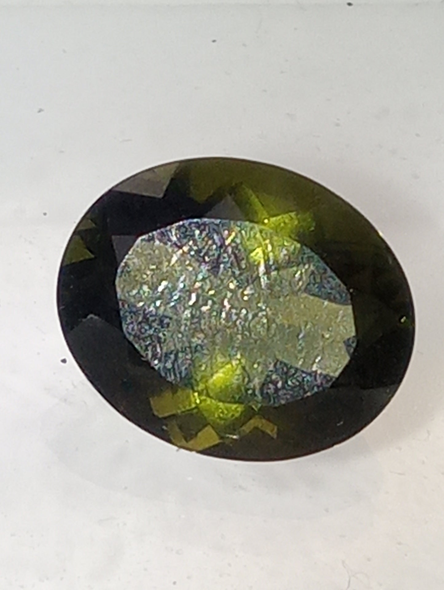 moldavite gemstone, 11mmx9mm oval cut, 3.19ct