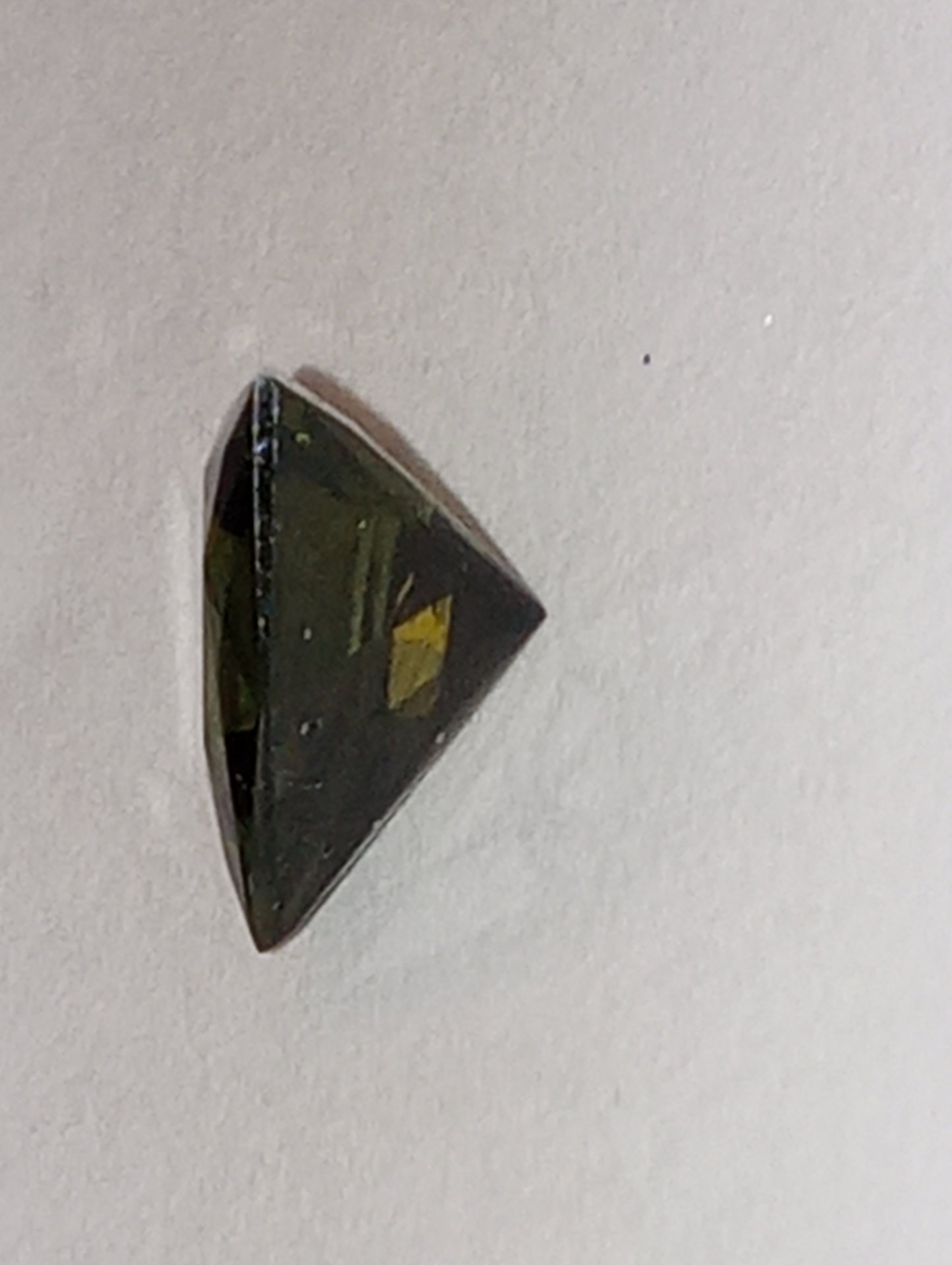 moldavite gemstone KADENZE(TM) COLLECTION, 8mmx8mm specialty trillion cut, 1.08ct