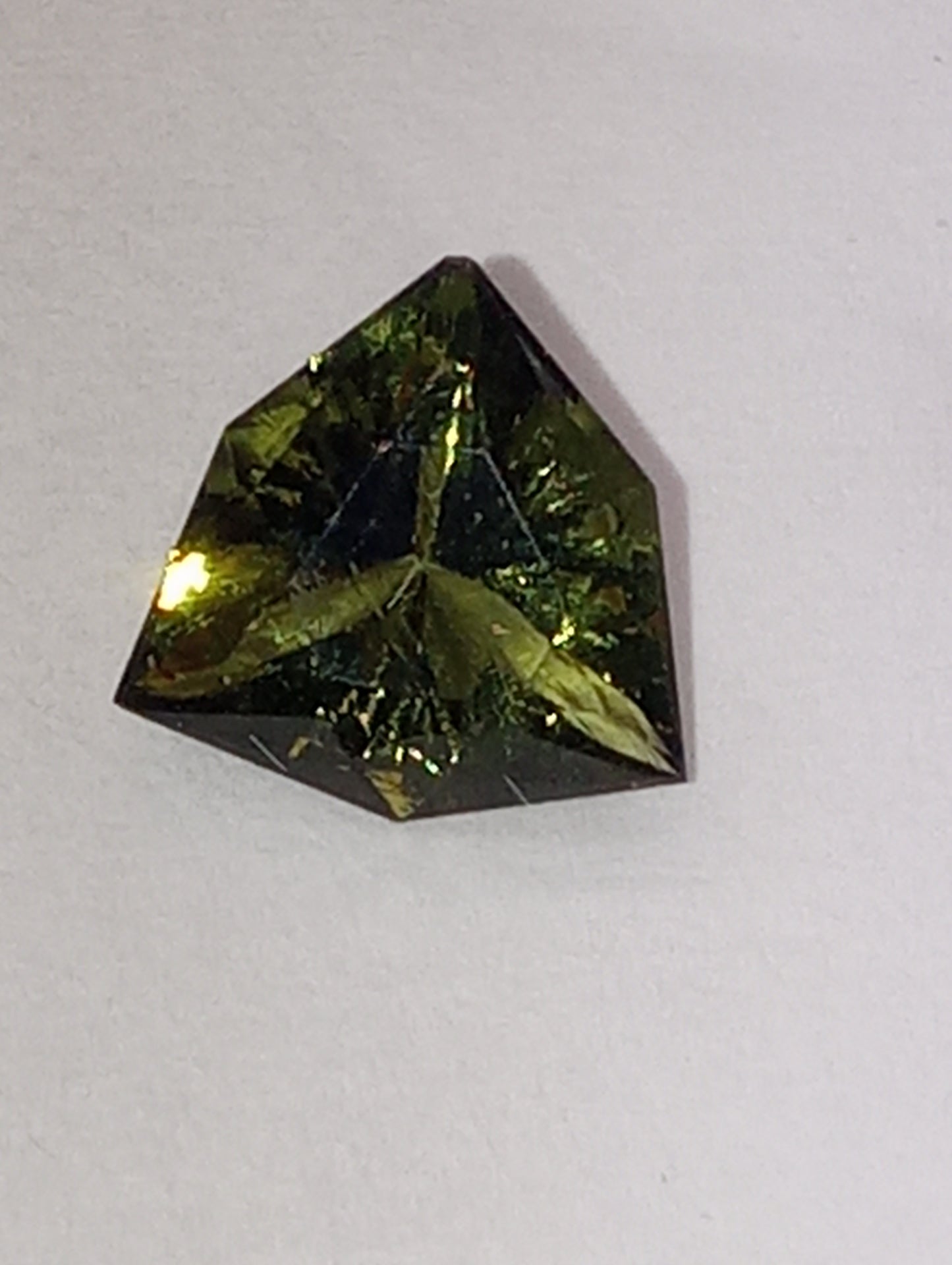 moldavite gemstone, KADENZE(TM) COLLECTION, 8mmx8mm specialty trillion cut